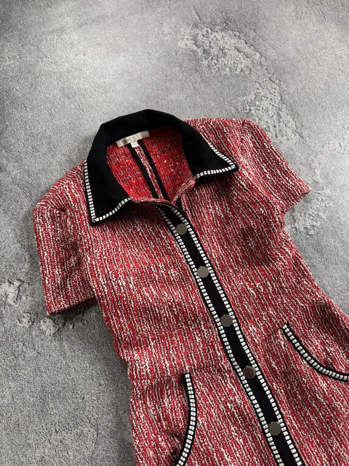 Maje Maje 34size red button up Renati Tweed Bucle mini dress 👗 Size XXS / US 00 / IT 34 - 2 Thumbnail