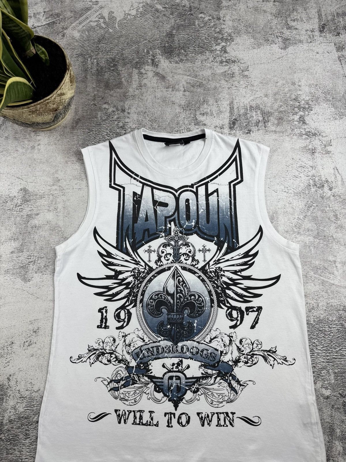 Rap Tees Vintage TAPOUT Crazy Y2K Rap Hip Hop Sleeveless White UFC Top T Shirt Jersey Tee Size US M / EU 48-50 / 2 - 5 Thumbnail