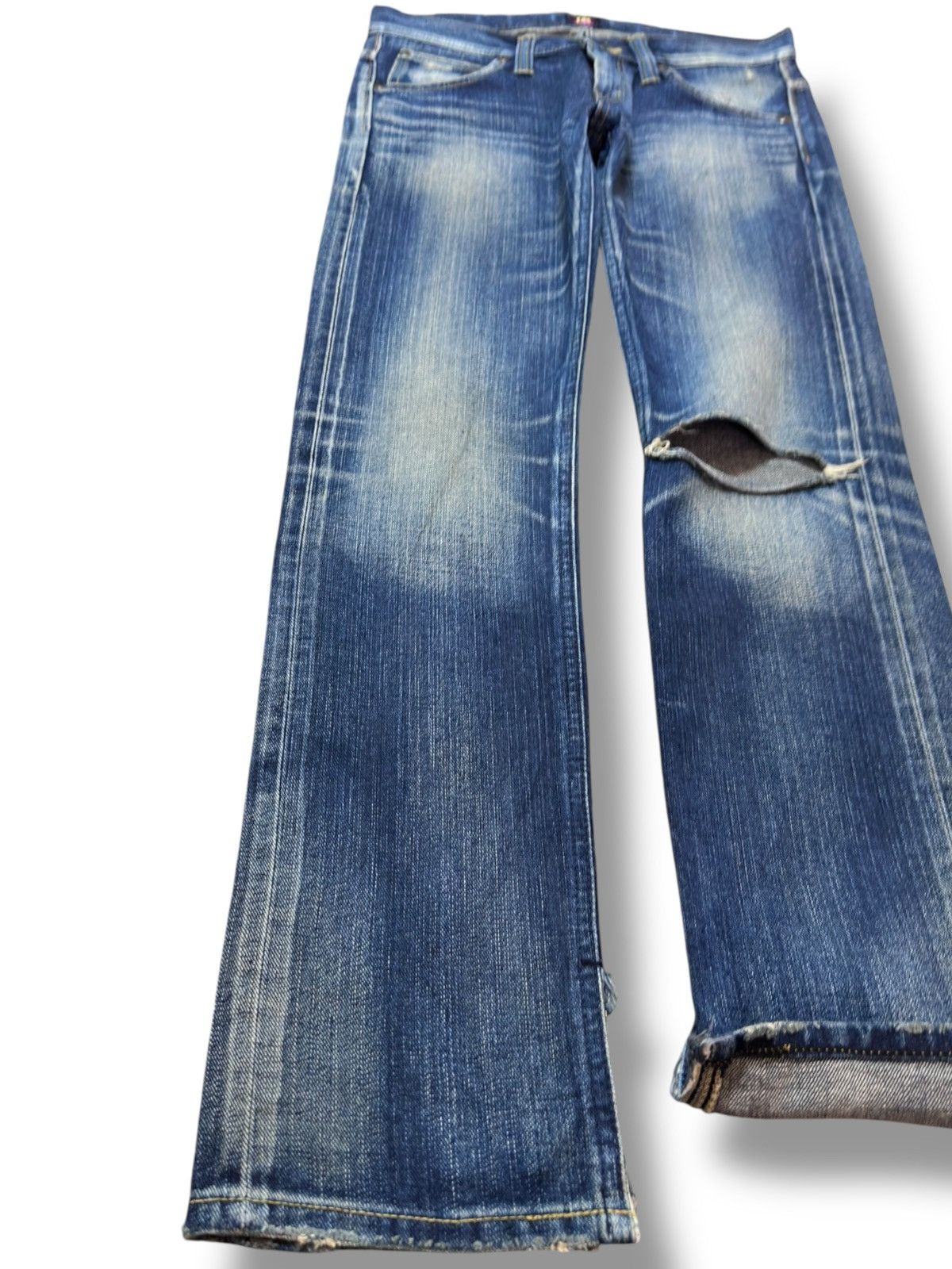 Lee Vintage Lee Cher Selvedge Faded Whiskers Grunge Denim Size US 30 / EU 46 - 3 Thumbnail