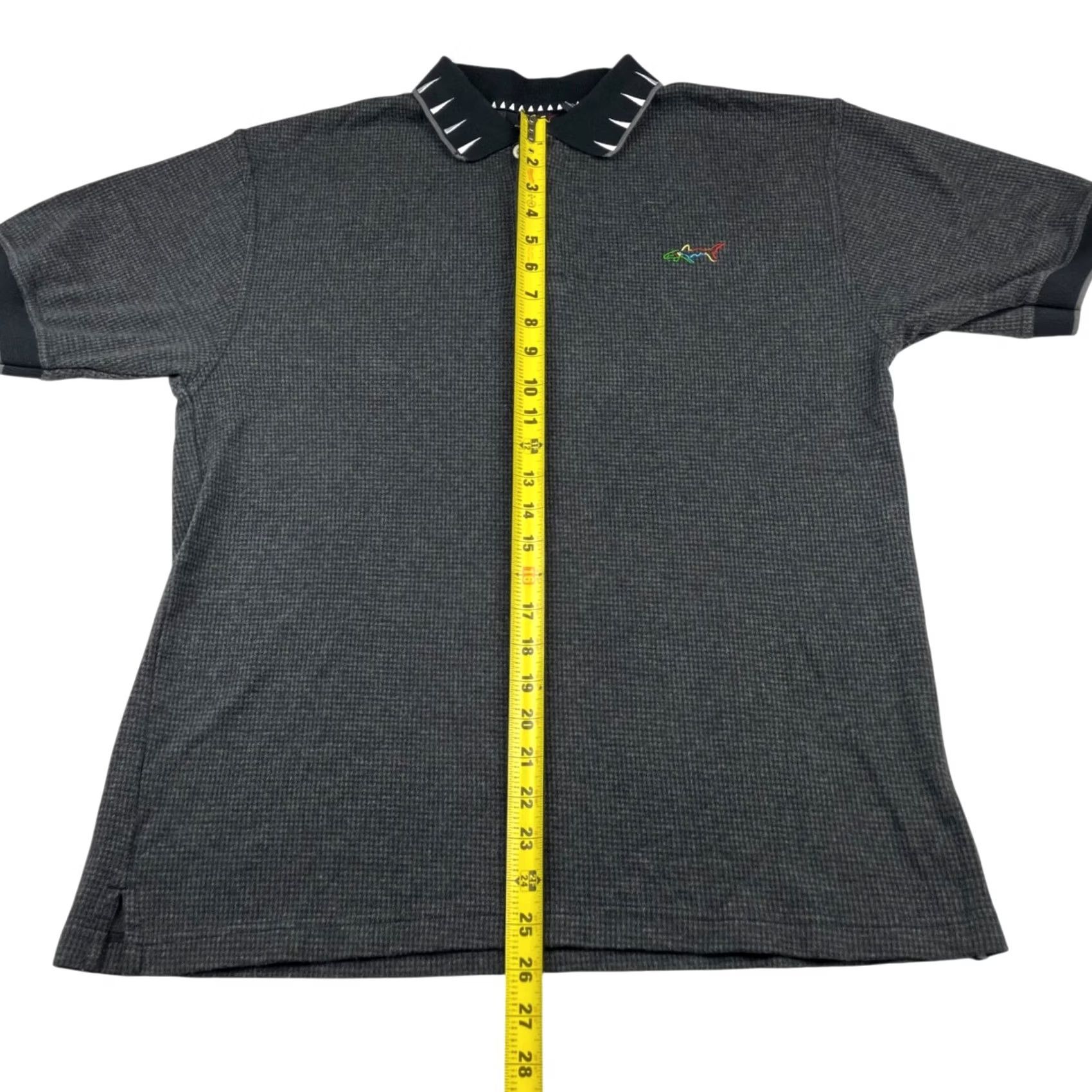 Vintage VINTAGE Greg Norman Polo Shirt Men’s Gray Houndstooth Shark Teeth Collar Medium Size US M / EU 48-50 / 2 - 6 Thumbnail