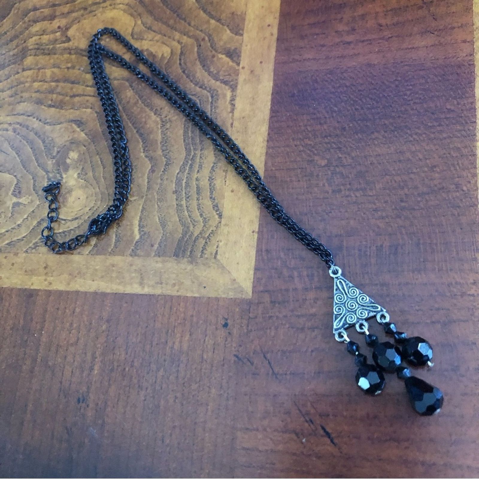 Handmade Vintage repurpose faceted black glass necklace Size ONE SIZE - 9 Thumbnail