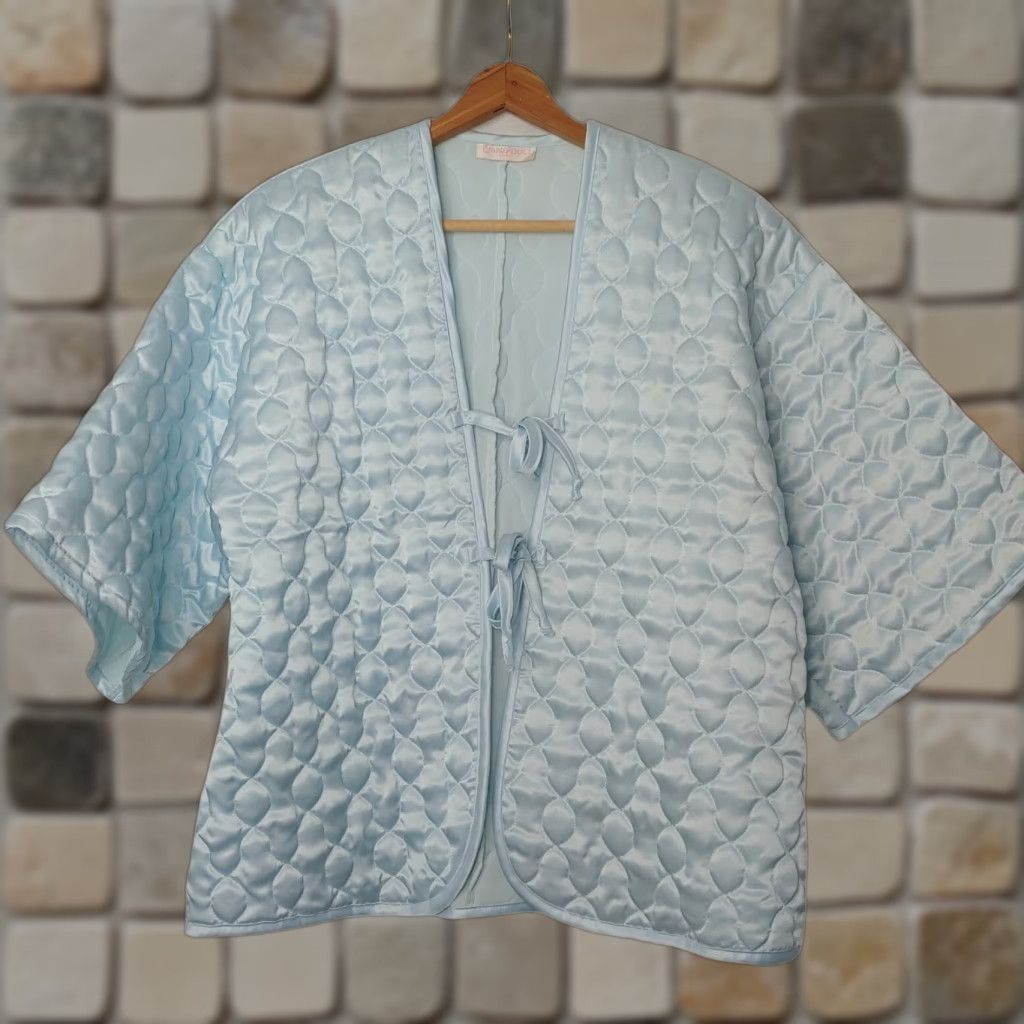 Vintage VINTAGE Sans Souchi Intimates Womens Small Sleep shirt Quilted Blue Tie Front Size S / US 4 / IT 40 - 1 Thumbnail