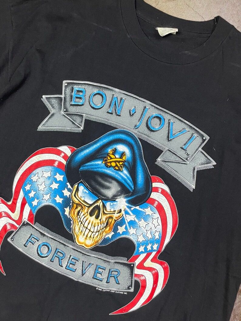 Band Tees × Vintage Bon Jovi Forever 1989 Vintage Bandshirt Tourshirt Tour Band Size US XL / EU 56 / 4 - 3 Thumbnail