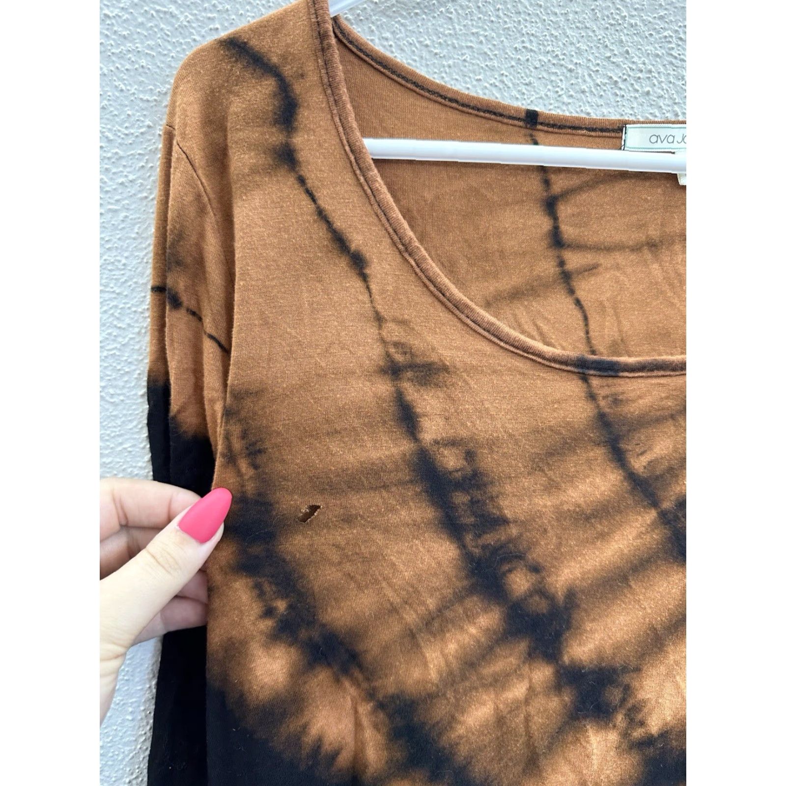Vintage Ava James Womens Shirt Size Medium Black Brown Tye-Dye 3/4 Sleeve Size M / US 6-8 / IT 42-44 - 3 Thumbnail