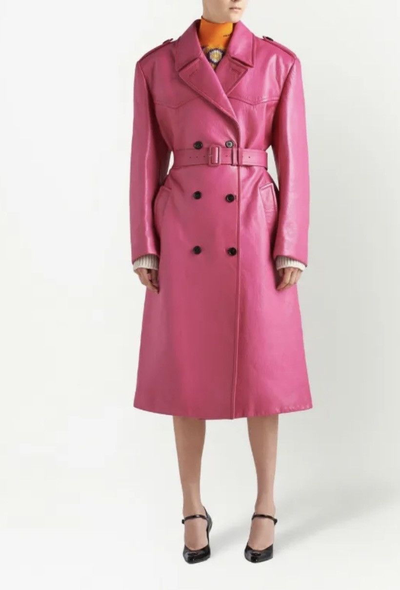 Prada New Prada pink leather trench coat, size S int Size S / US 4 / IT 40 - 1 Thumbnail