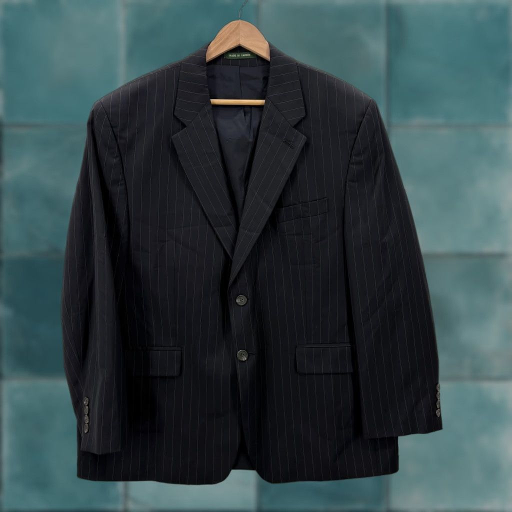 Ralph Lauren VINTAGE Lauren Ralph Lauren Blazer Mens 44R Navy Pinstripe Wool Suit Jacket Business Size 44R - 1 Thumbnail