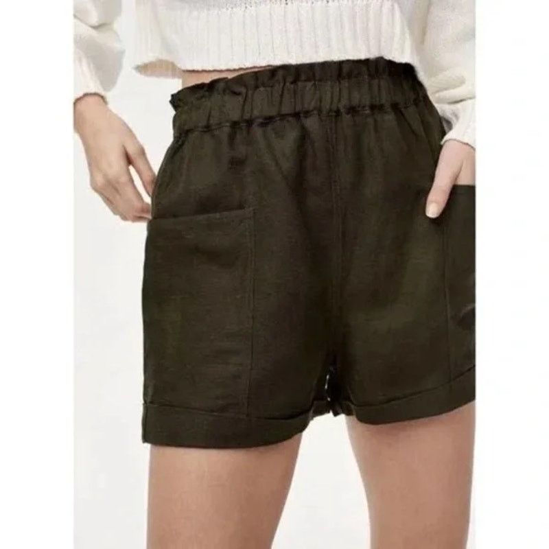 J.Crew Wilfred Free Harulia High Waisted Paperbag Shorts Green XXS Size 23" - 1 Thumbnail