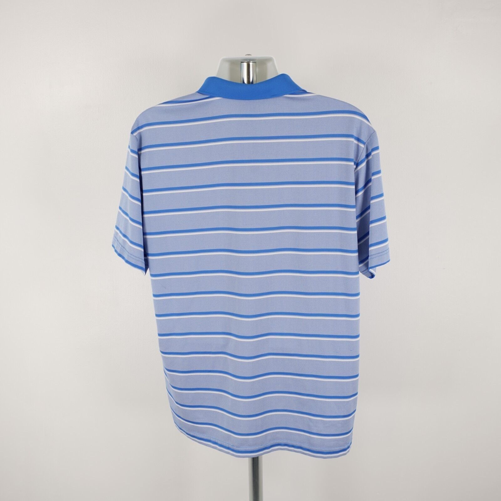 Adidas Adidas Blue Striped XL Collared Short Sleeve Polo Shirt Poly Size US XL / EU 56 / 4 - 7 Thumbnail