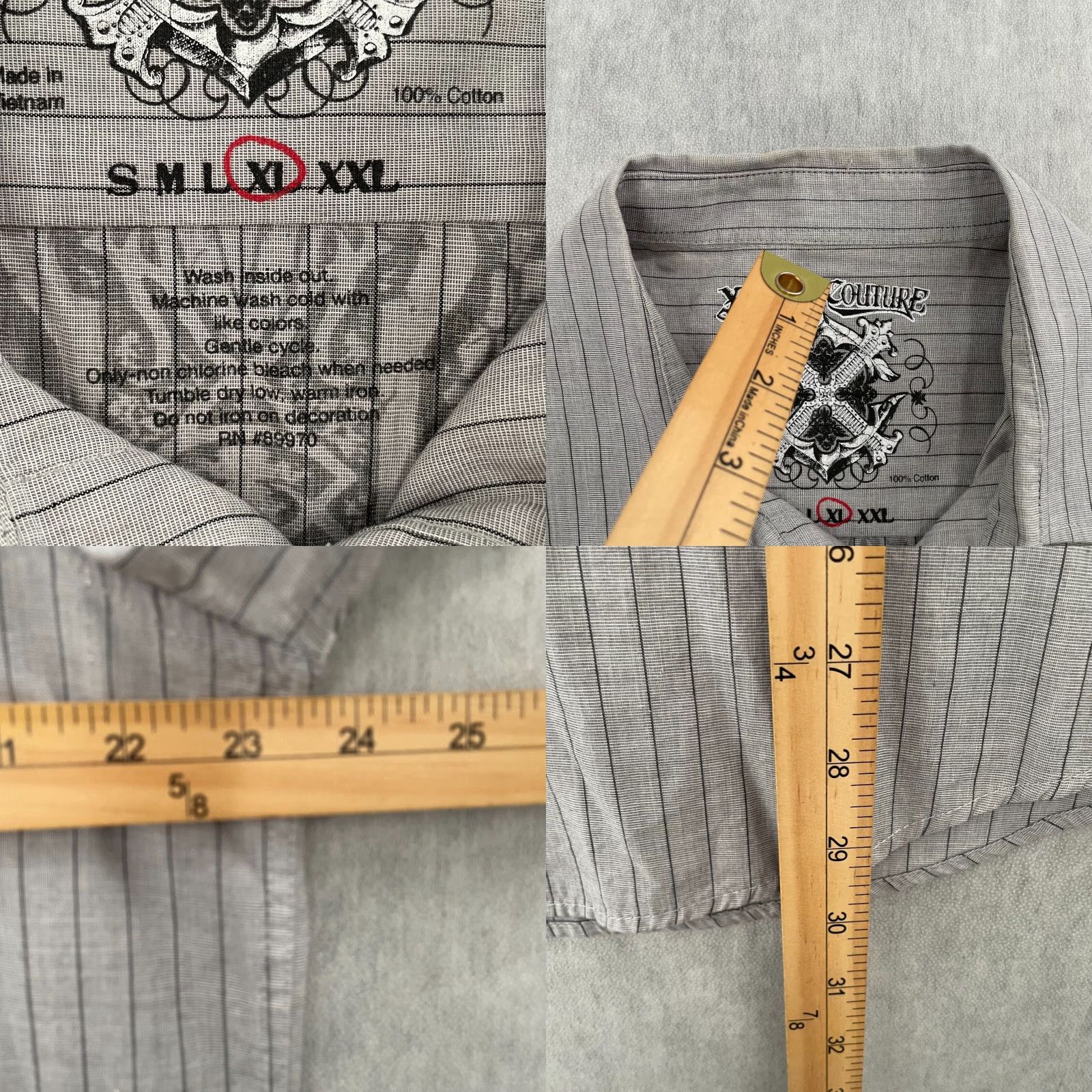 Vintage VINTAGE Xtreme Couture Shirt Adult XL Gray Striped Button-Up Angel Wings MMA Mens Size US XL / EU 56 / 4 - 8 Thumbnail