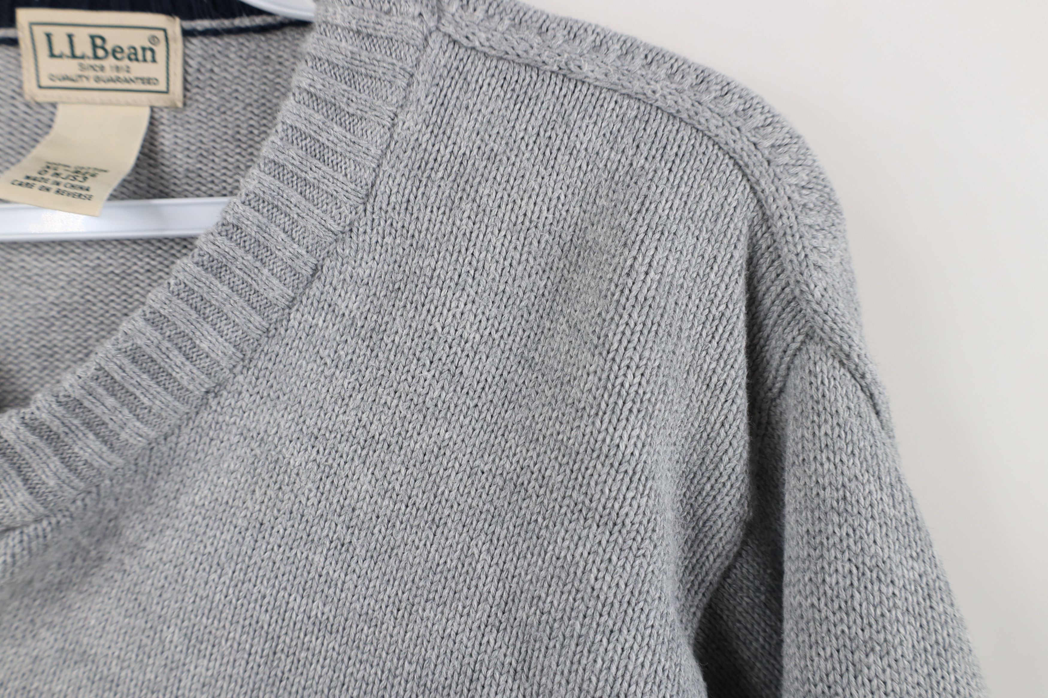 L.L. Bean Vintage 90s LL Bean Blank Cotton Knit Crewneck Sweater Gray Size US XL / EU 56 / 4 - 4 Thumbnail