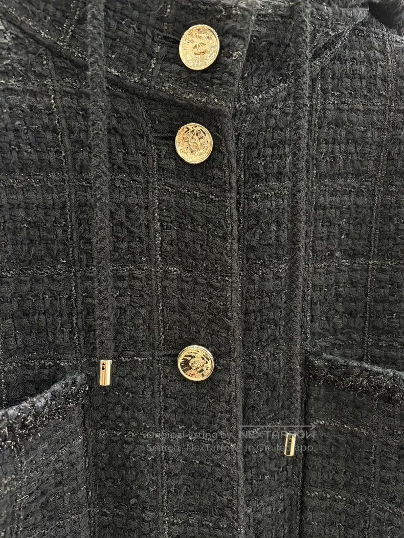 Chanel Chanel Black medium-long hooded woven multi-pocket jacket Size L / US 10 / IT 46 - 3 Thumbnail