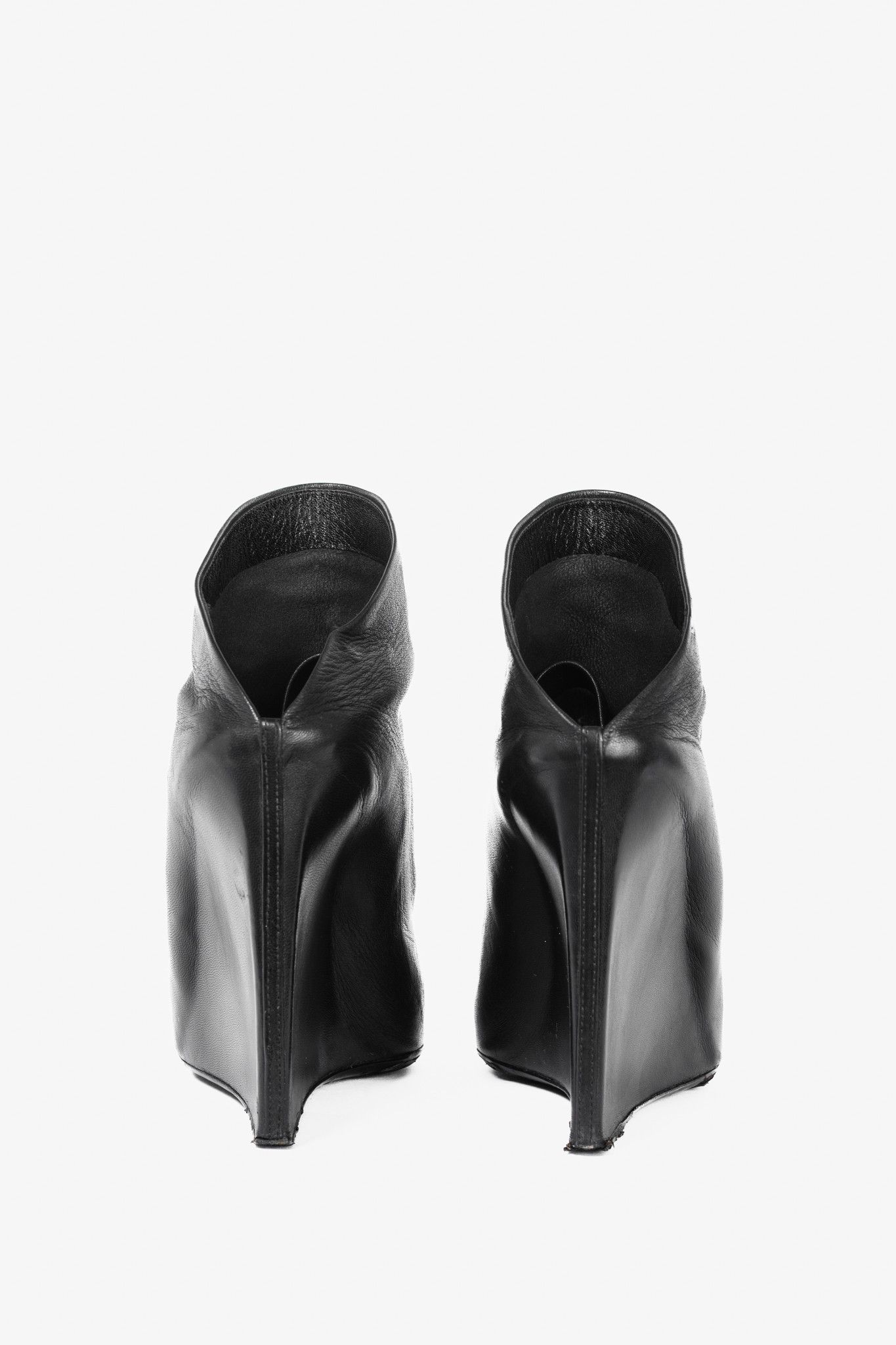 Balenciaga Balenciaga Black Leather Pointed-Toe Wedge Mules Size US 8.5 / IT 38.5 - 3 Thumbnail