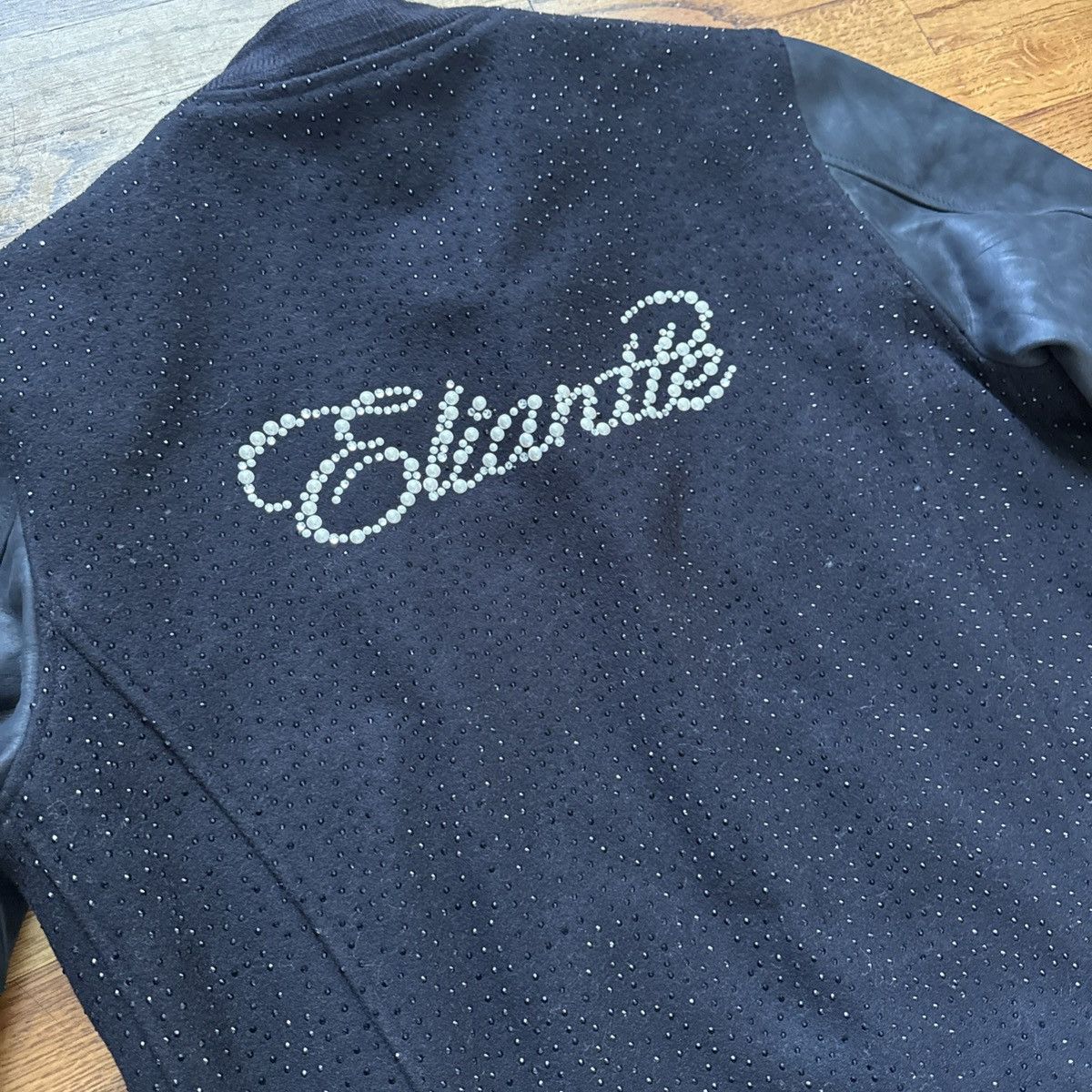Schott ELIANTTE Custom SCHOTT LEATHER SLEEVED VARSITY JACKET BLACK Size US XL / EU 56 / 4 - 7 Thumbnail