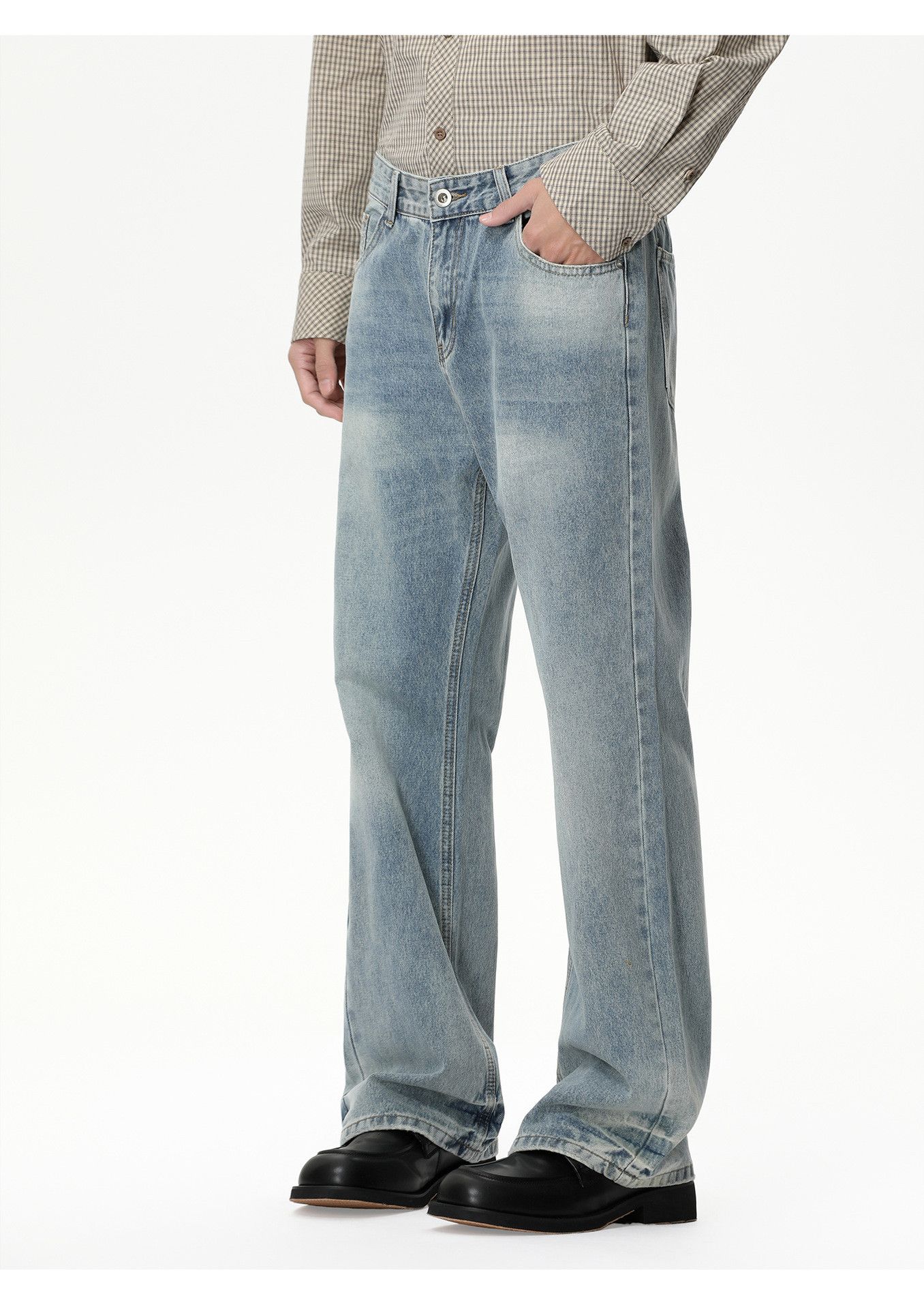 Japanese Brand Men's high street vibe slim-fit washed flared jeans Size US 32 / EU 48 - 3 Thumbnail