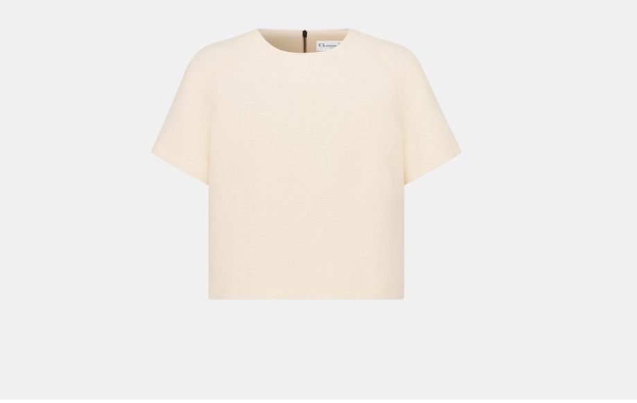 Dior o1w1db10824 Wool & Silk Short-Sleeved Top in White Size XS / US 0-2 / IT 36-38 - 1 Thumbnail