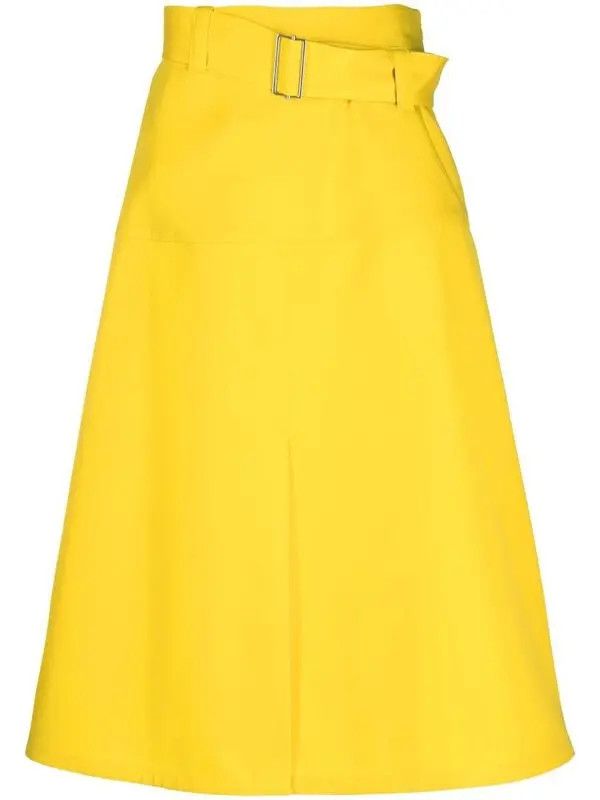 Jil Sander o1y1025 Midi Skirt in Yellow Size 26" / US 2 / IT 38 - 1 Thumbnail