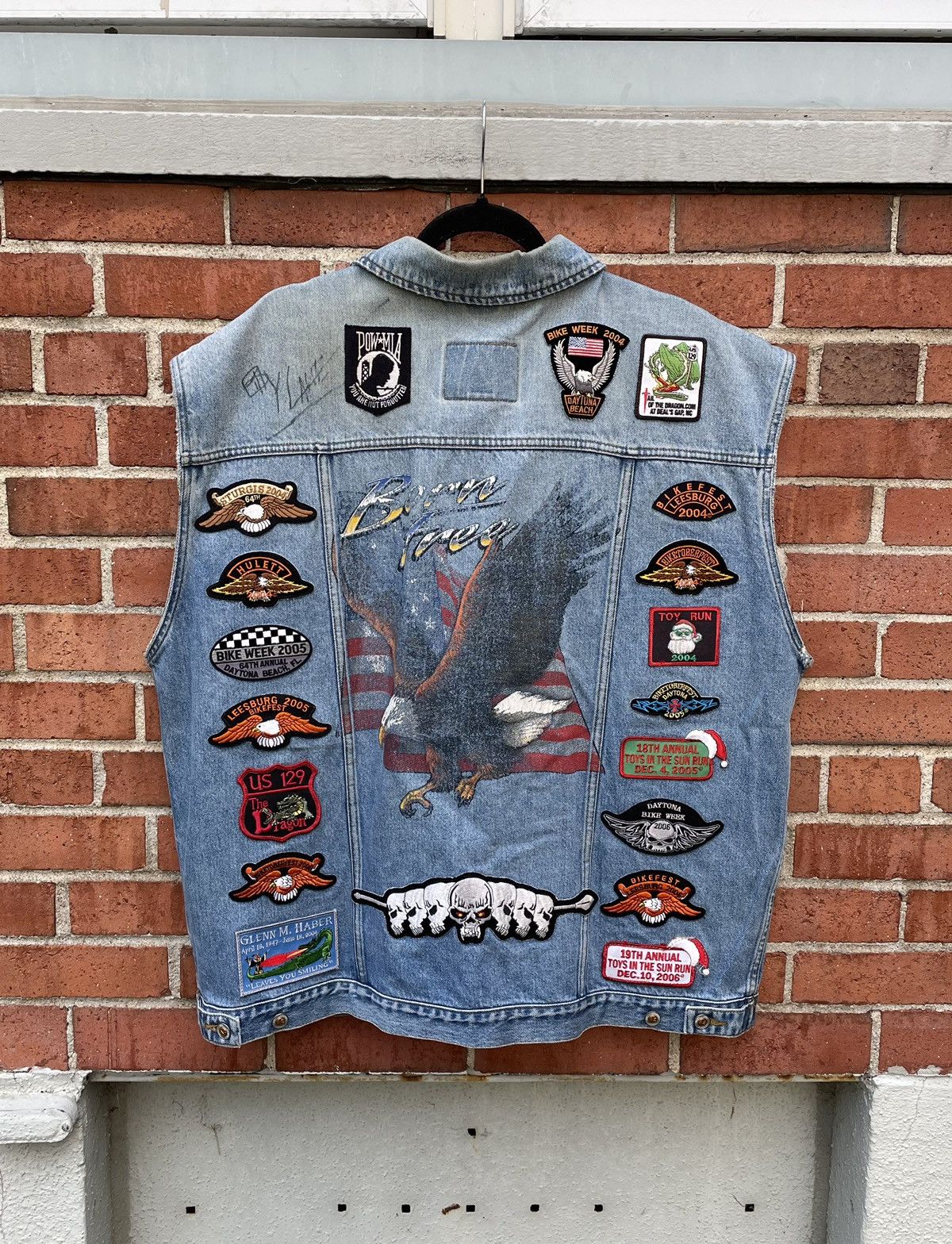 Arizona Jean Co. Vintage 90s Arizona Jeans Big Ring Denim Vest W Motorcycle Size US XXL / EU 58 / 5 - 6 Thumbnail