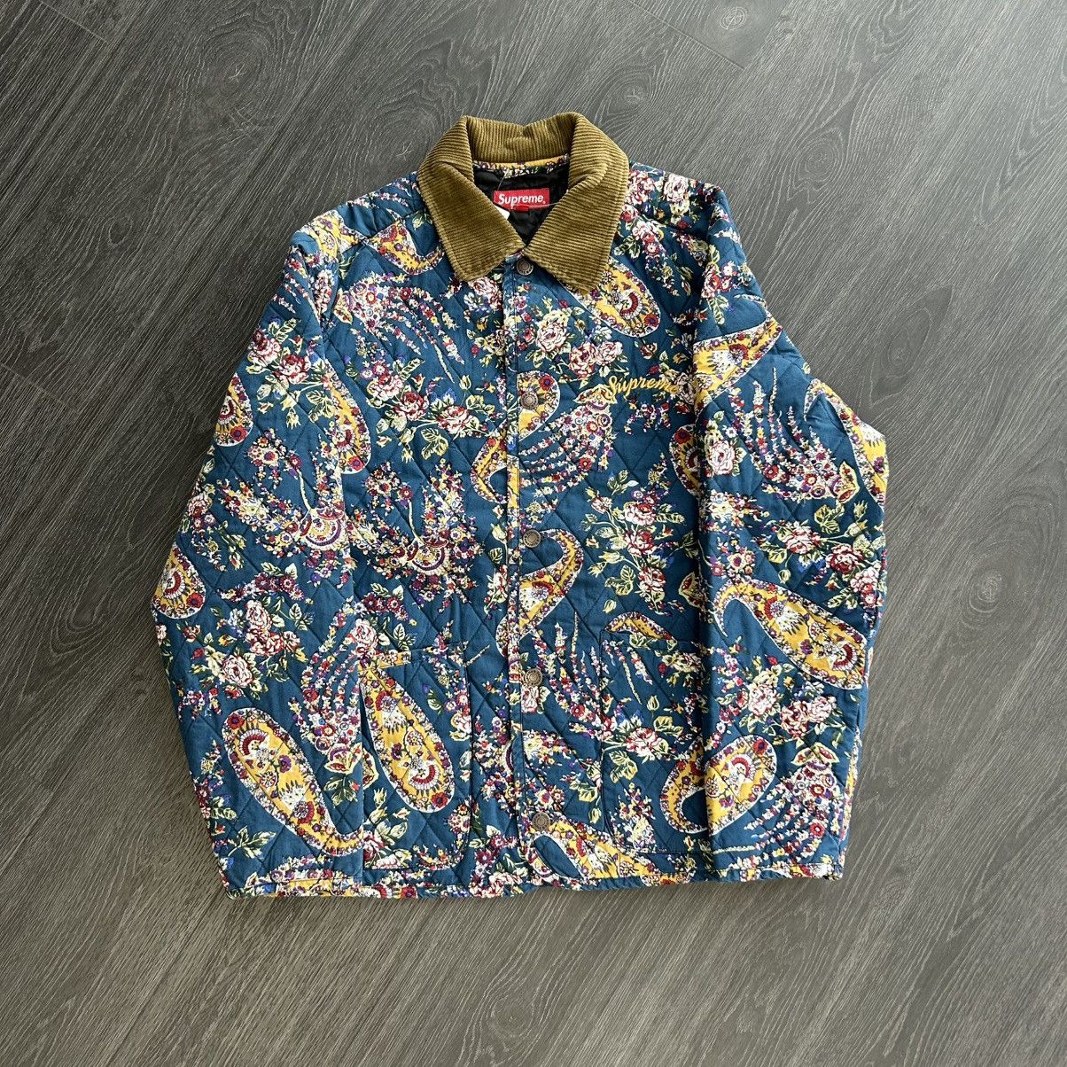 Supreme Quilted Paisley Jacket ネイビー S