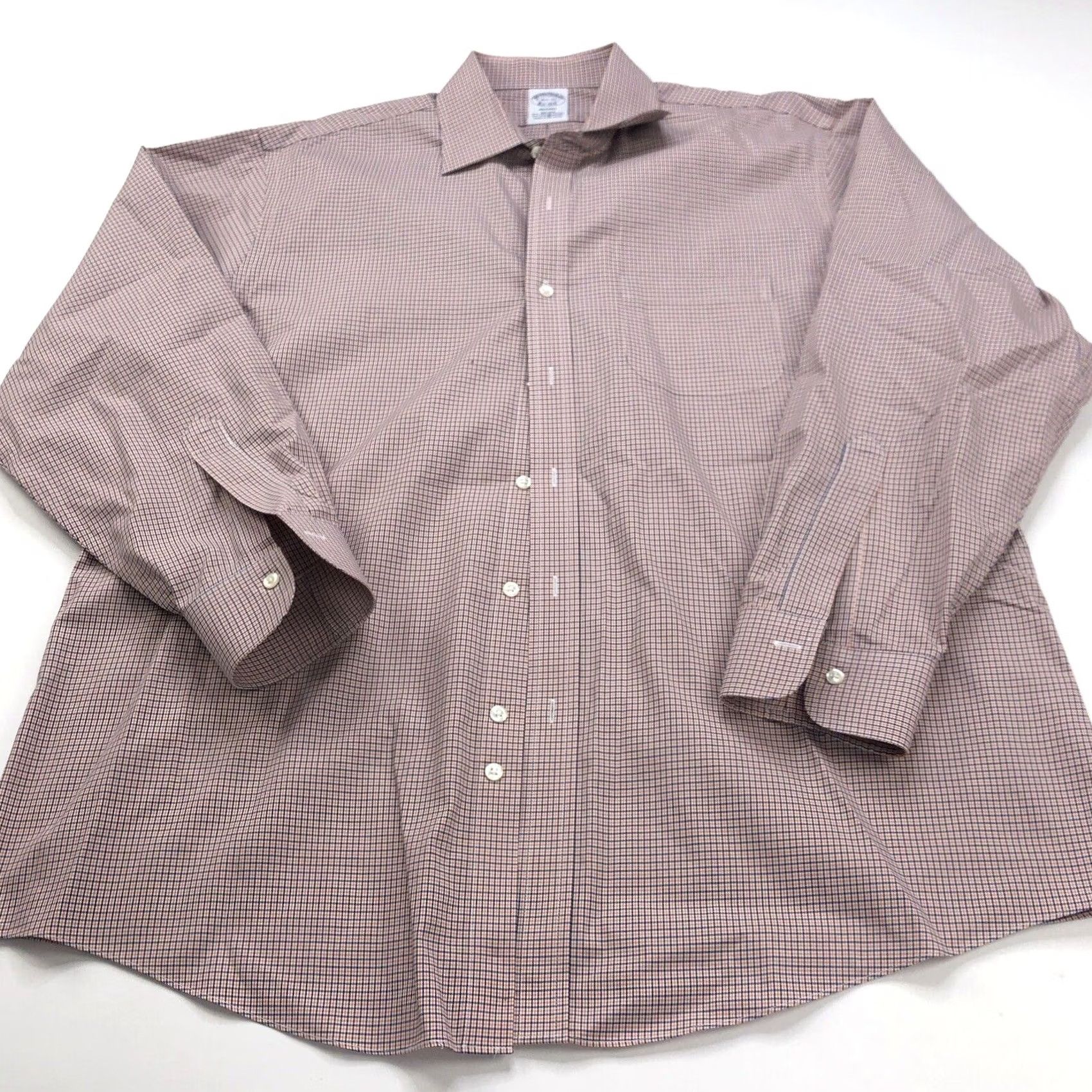 Brooks Brothers Brooks Brothers REGENT Dress Shirt LS 16.5 / 33 Non-Iron Supima Lycra Spandex Check Blue, Regular, Mens Size 46R - 2 Thumbnail