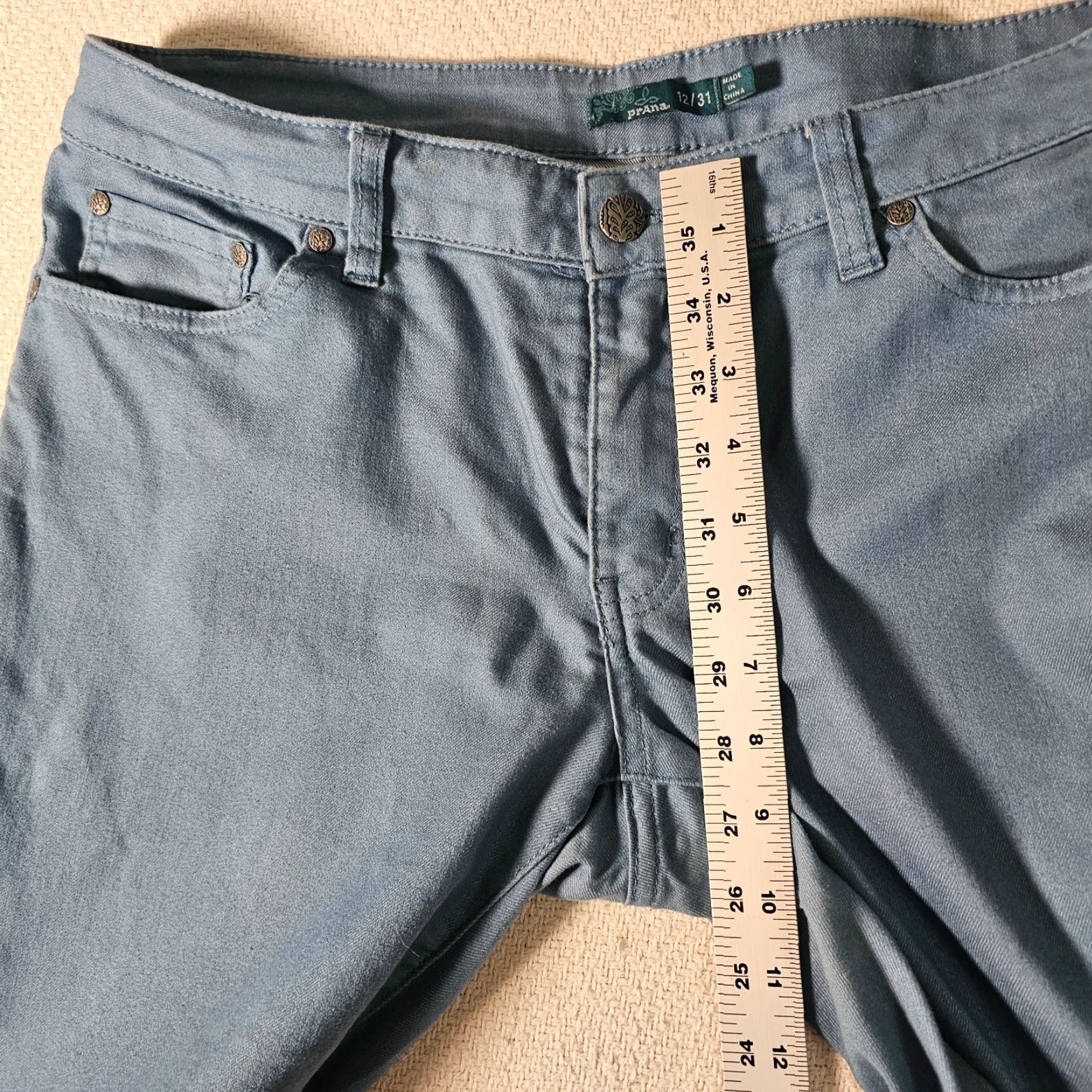 Prana VINTAGE Prana Women's Jeans Blue Organic Cotton Stretch 12 Straight 29in Inseam (Note: if not vintage, omit) Size 34" / US 12 / IT 48 - 7 Thumbnail