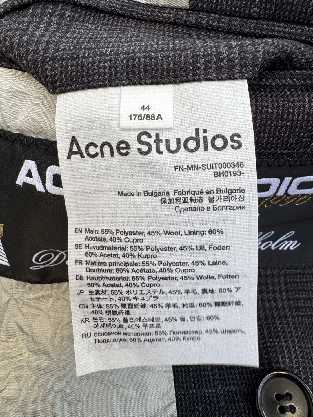 Acne Studios ACNE STUDIOS Fine-check Double-breasted Blazer Size US S / EU 44-46 / 1 - 5 Thumbnail