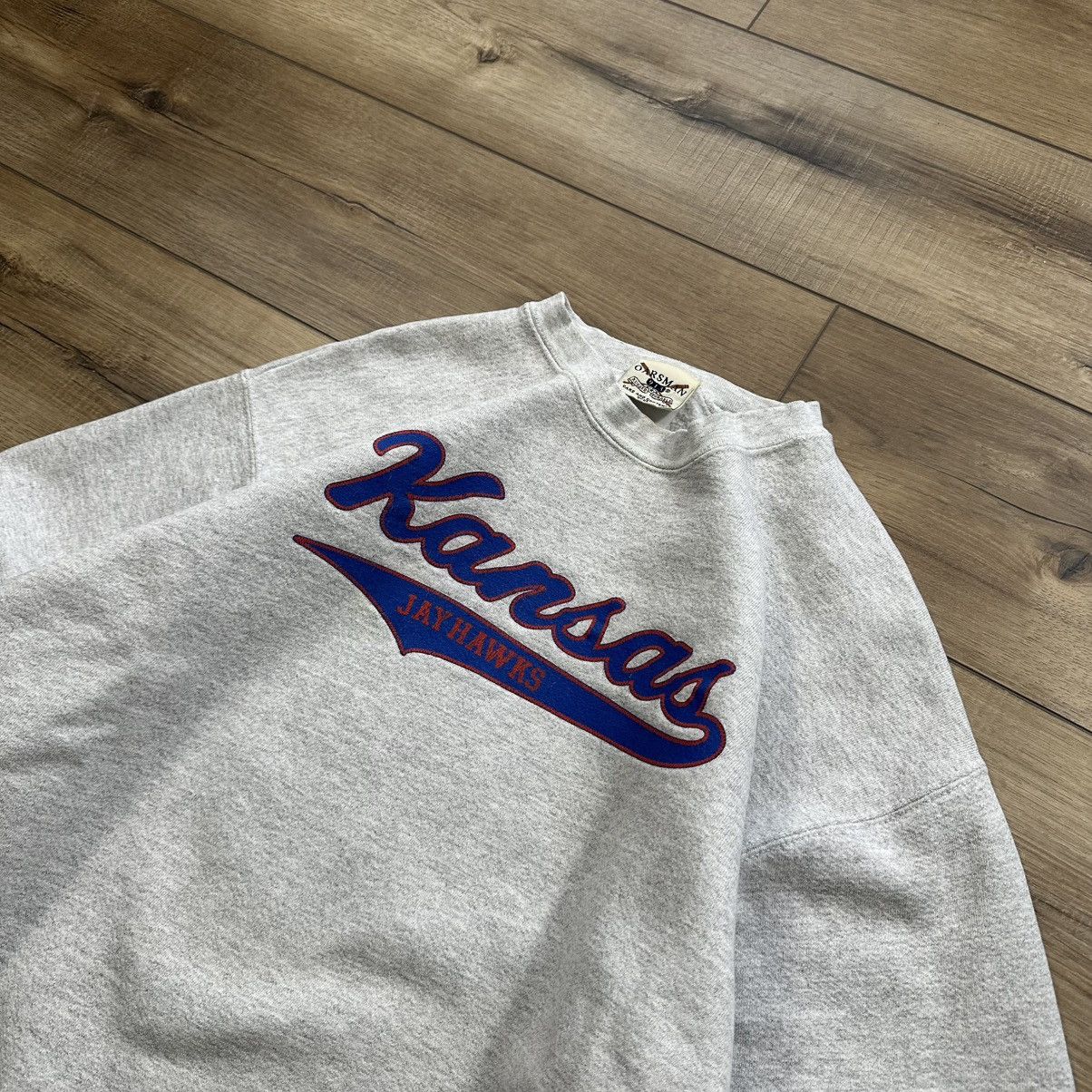 NCAA Vintage 90s Oarsman Kansas Jayhawks Crewneck Sweatshirt Size US L / EU 52-54 / 3 - 3 Thumbnail
