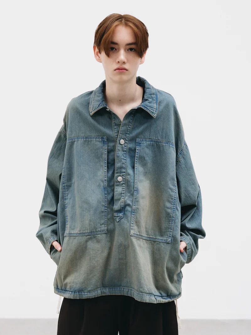 CLESSTE VINTAGE DYED DENIM US ARMY M35 PULLOVER JACKET