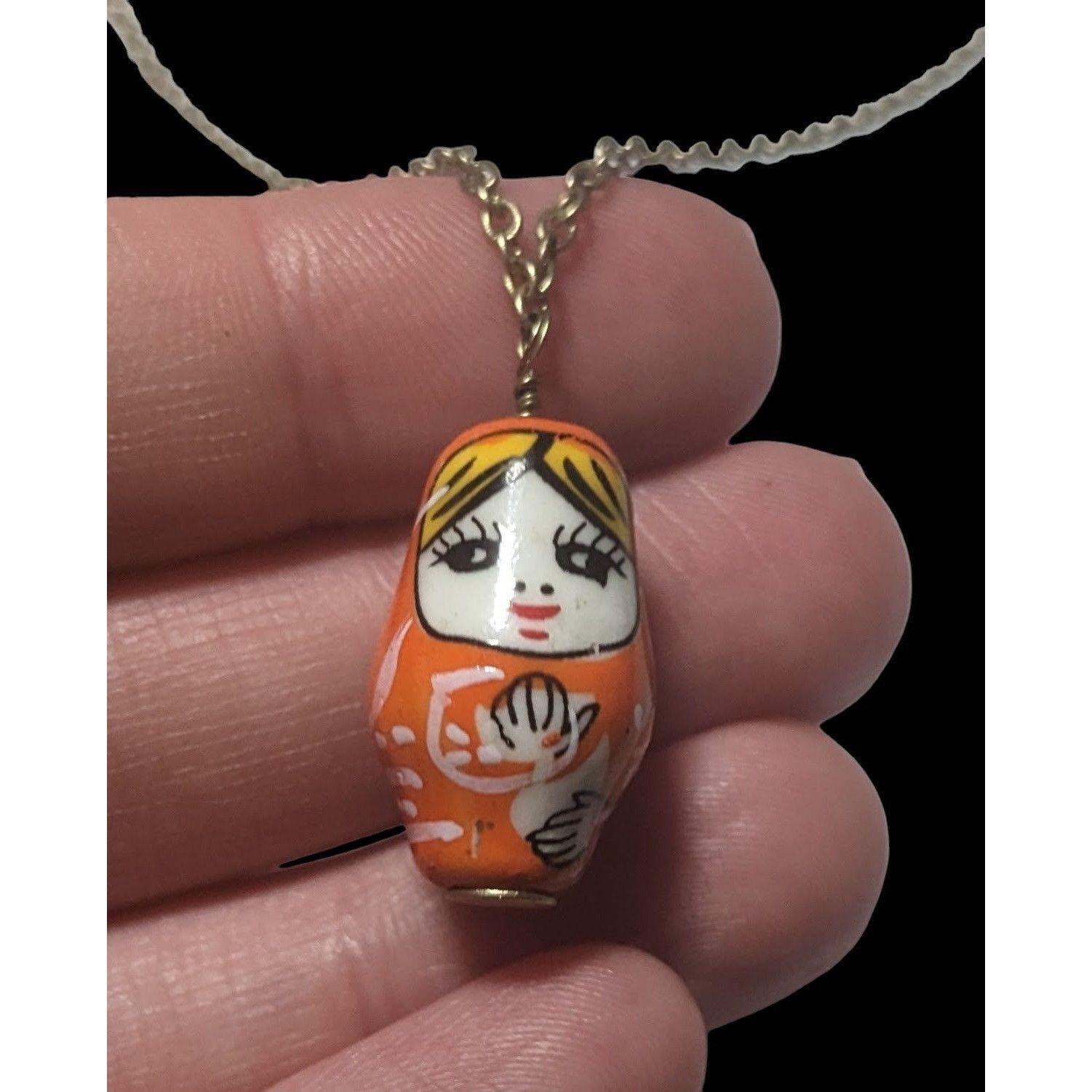Other Retro Orange Russian Nesting Doll Necklace Size ONE SIZE - 5 Thumbnail