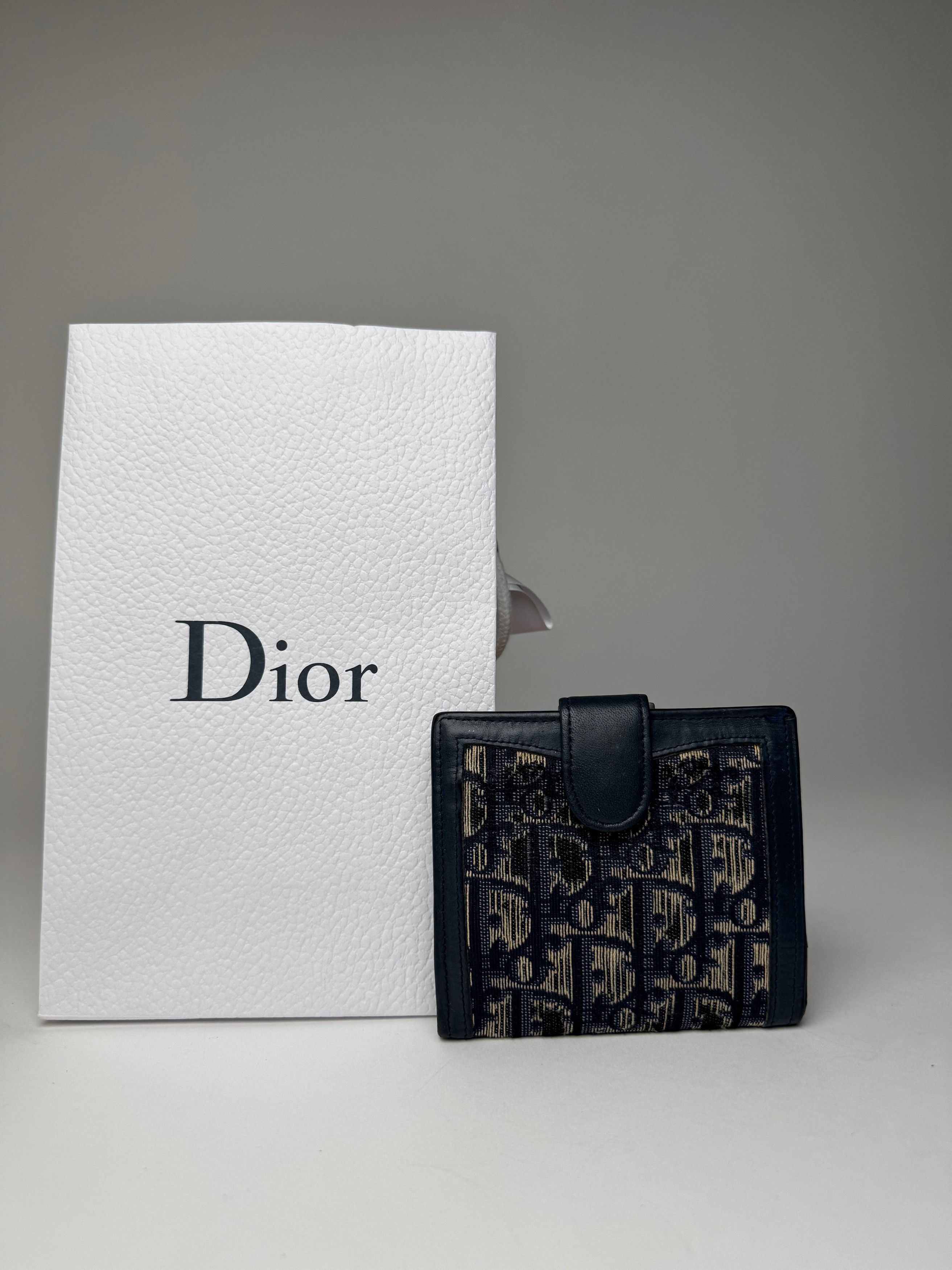 Dior Vintage Oblique Monogram Wallet Navy Beige Size ONE SIZE - 1 Thumbnail