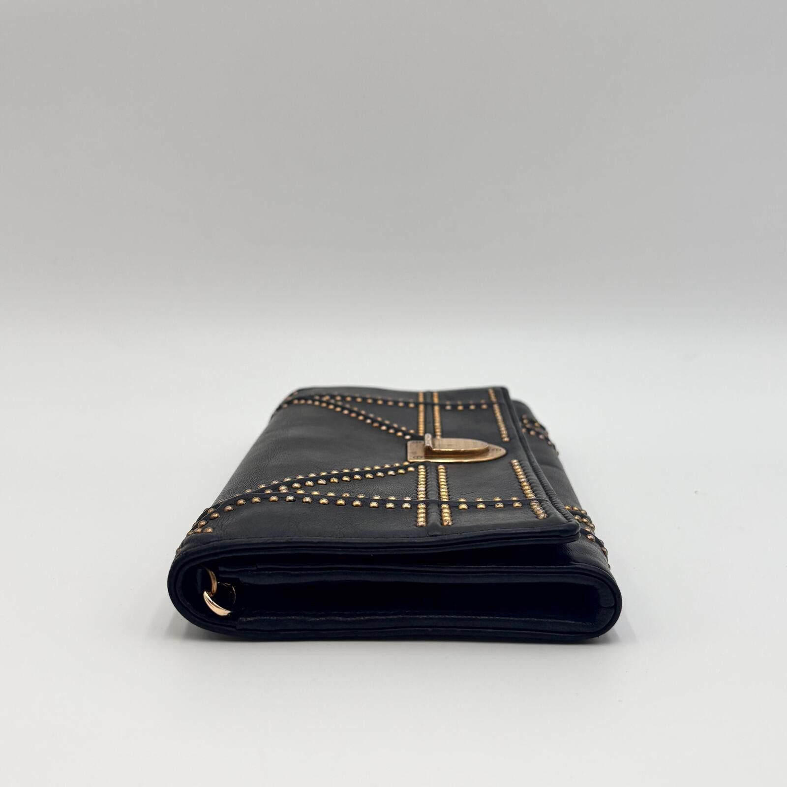 Dior Christian Dior Studded Leather Chain Wallet / Clutch – Black Size ONE SIZE - 3 Thumbnail