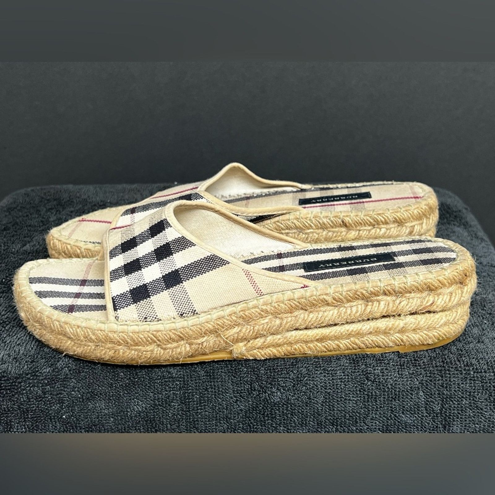 Burberry Burberry Nova Check Jute Espadrille Slides Eur 38 US 7.5-8 Size US 8 / IT 38 - 5 Thumbnail