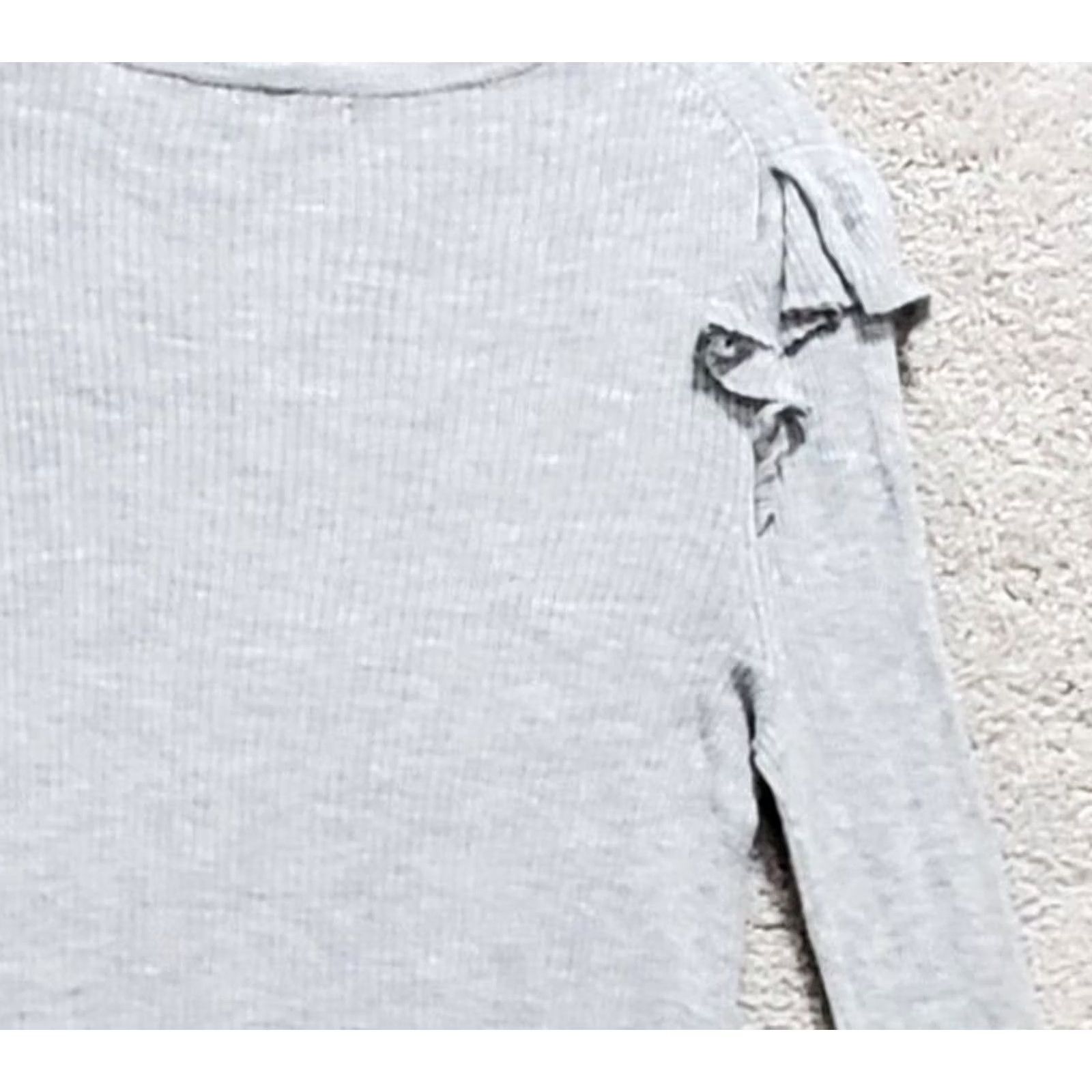 Madewell Madewell Classic Ribbed Knit Blouse - Medium Gray Size M / US 6-8 / IT 42-44 - 3 Thumbnail