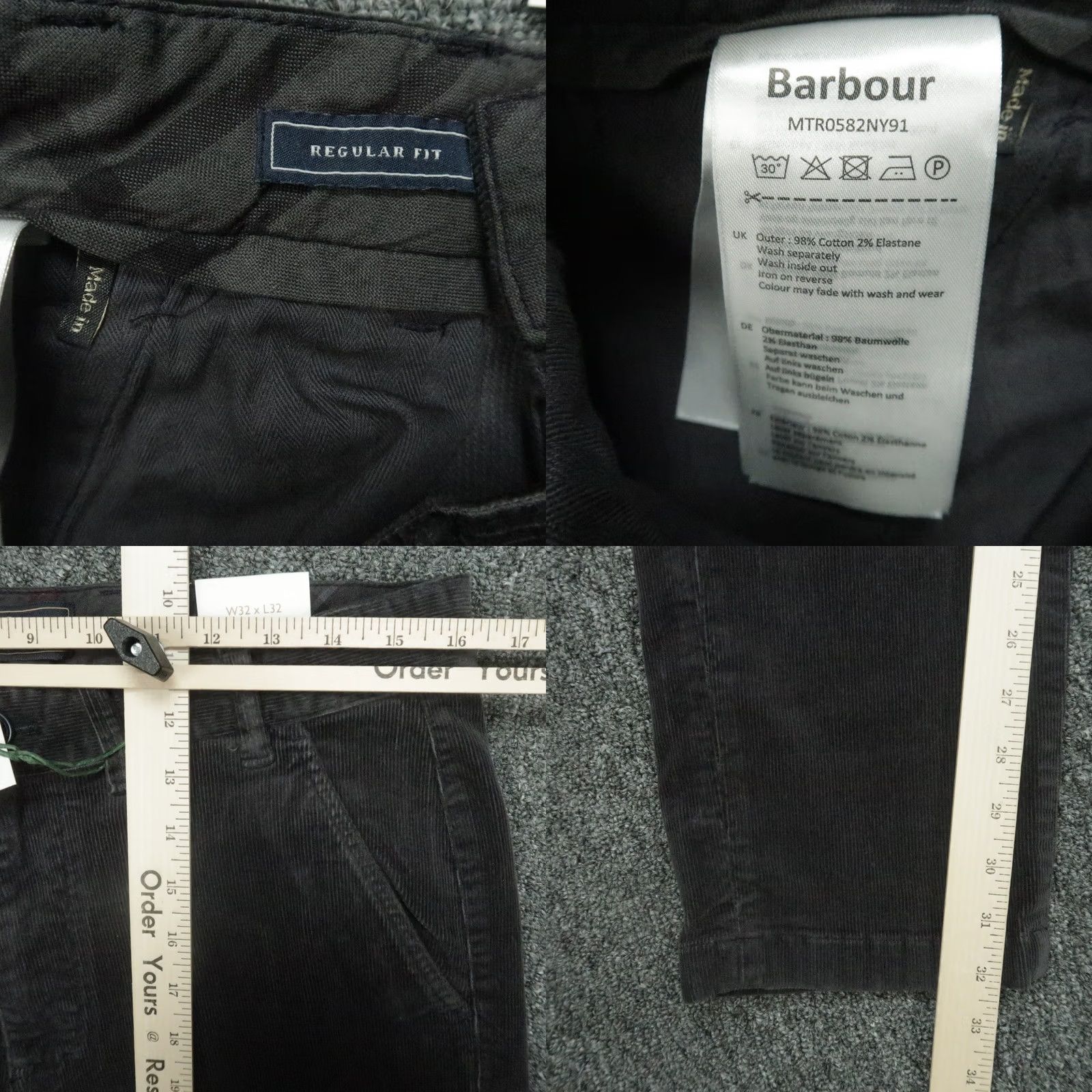 Barbour Barbour Pants Mens 32x32 Gray Corduroy Trousers Stretch NWT Barbour Pants Chestnut Gray 32x32 Mens Regular Straight Pocket Slash Casual Workwear etc Size US 32 / EU 48 - 8 Thumbnail