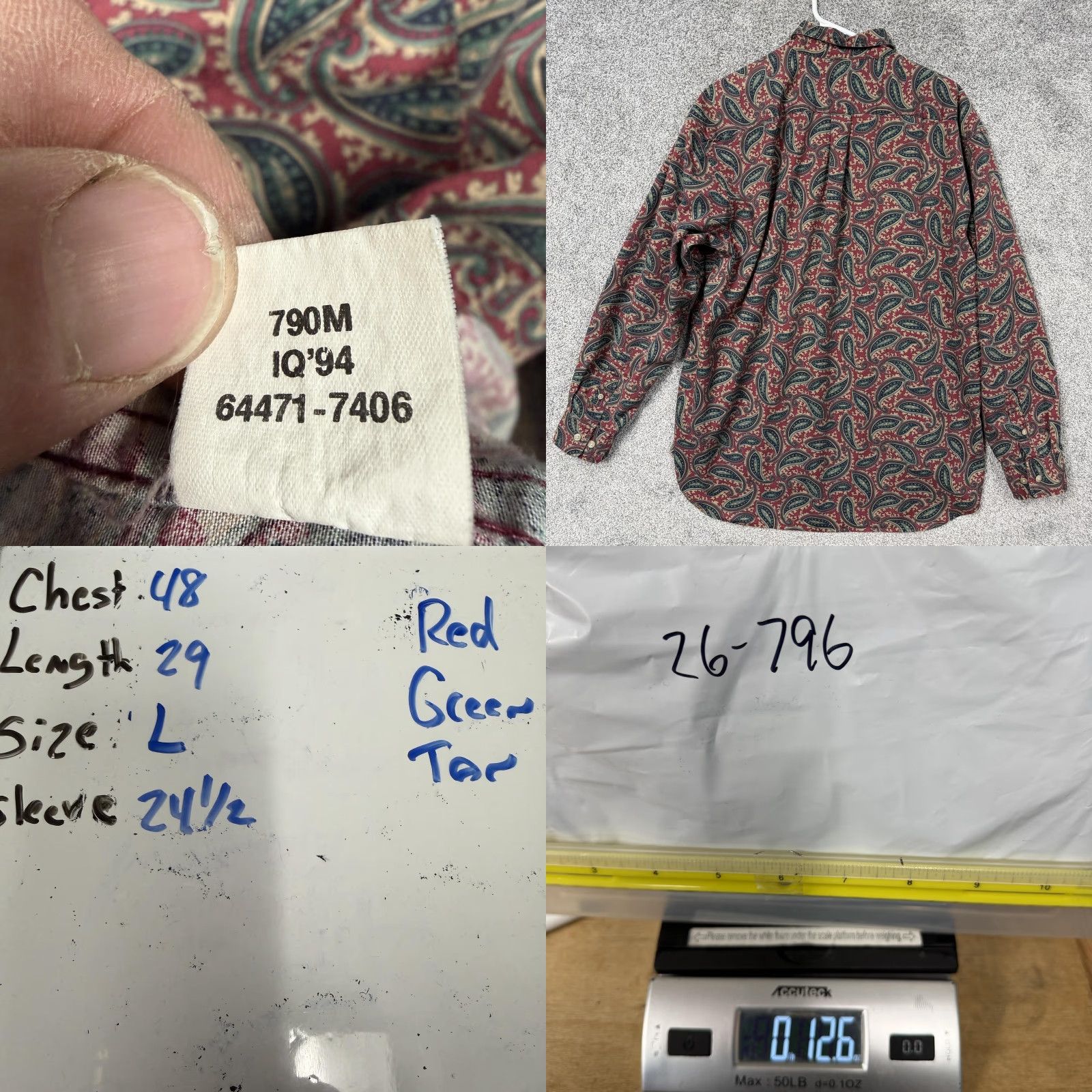 Dockers VINTAGE Dockers Shirt Mens Large Red Paisley 90s Button-Down Cotton Long Sleeve Casual Size US L / EU 52-54 / 3 - 8 Thumbnail