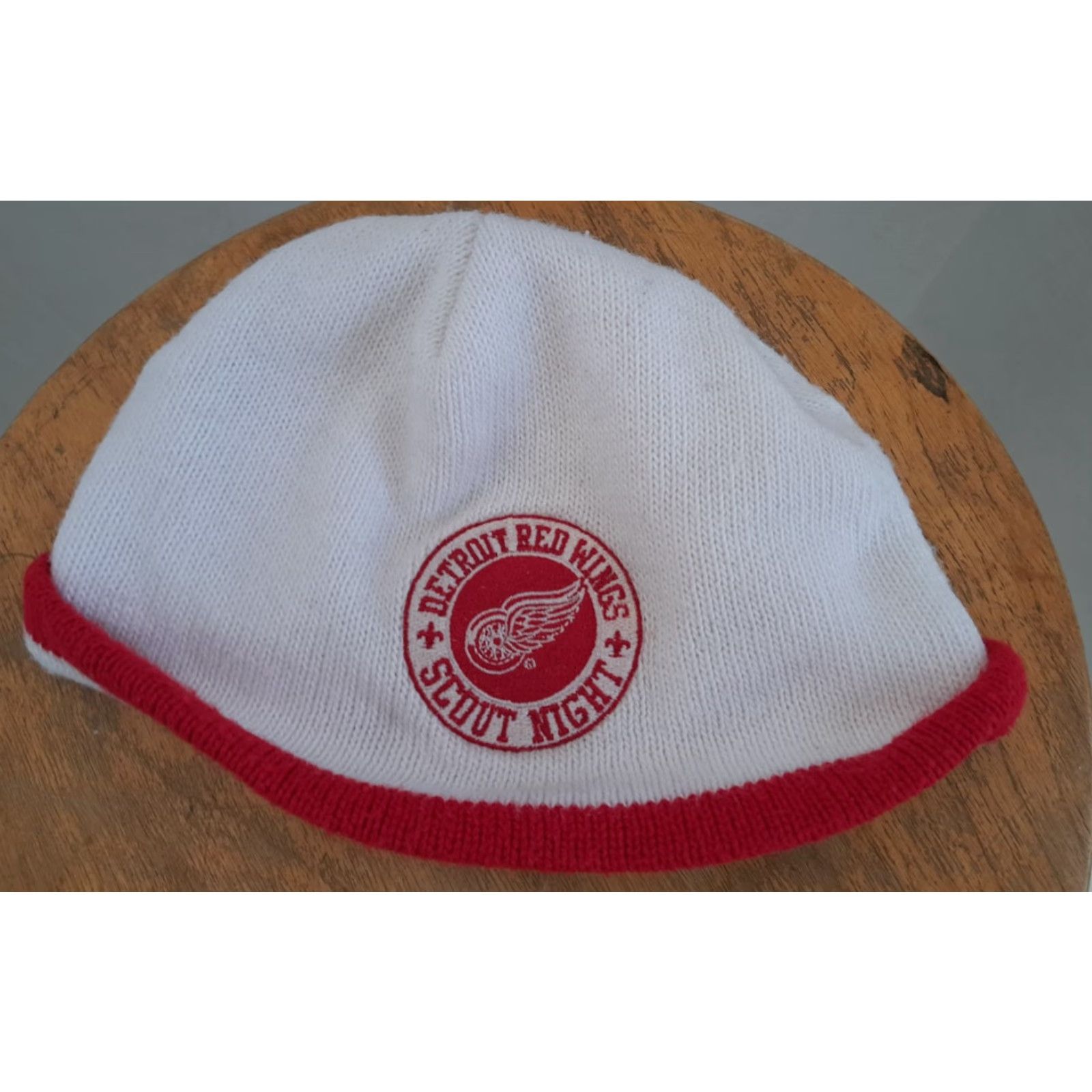Red Wing VINTAGE Detroit Red Wings Scout Night Beanie Hat Unisex Adults One Size Red&White Knit Casual Hockey Winter 1979 Olympia Stadium Size ONE SIZE - 3 Thumbnail