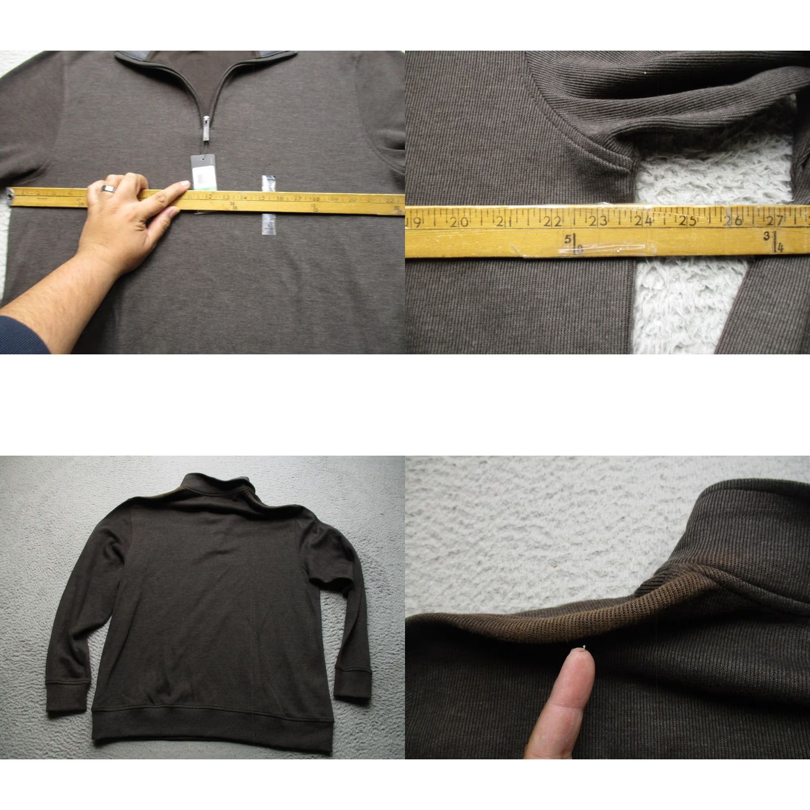 Van Heusen Van Heusen Sweater Mens Large Brown Modern 1/4 Zip Mock Neck Knit Pullover Size US L / EU 52-54 / 3 - 8 Thumbnail