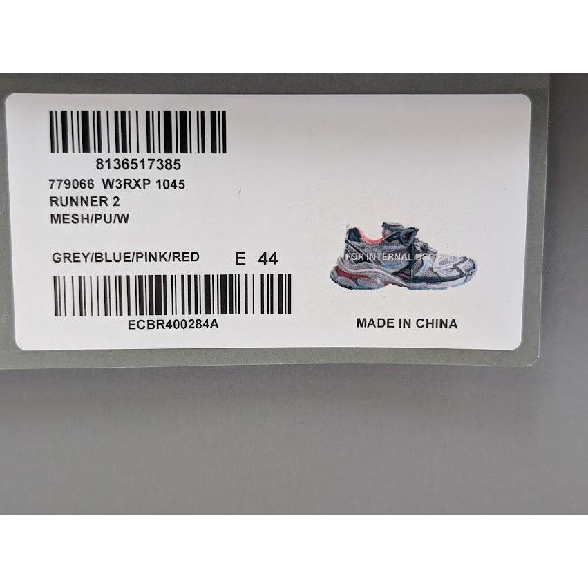 Balenciaga o1rshd1 Runner 2 Mesh/Pu/W Sneakers in Grey/Blue/Pink/Red Size US 11 / EU 44 - 14 Thumbnail