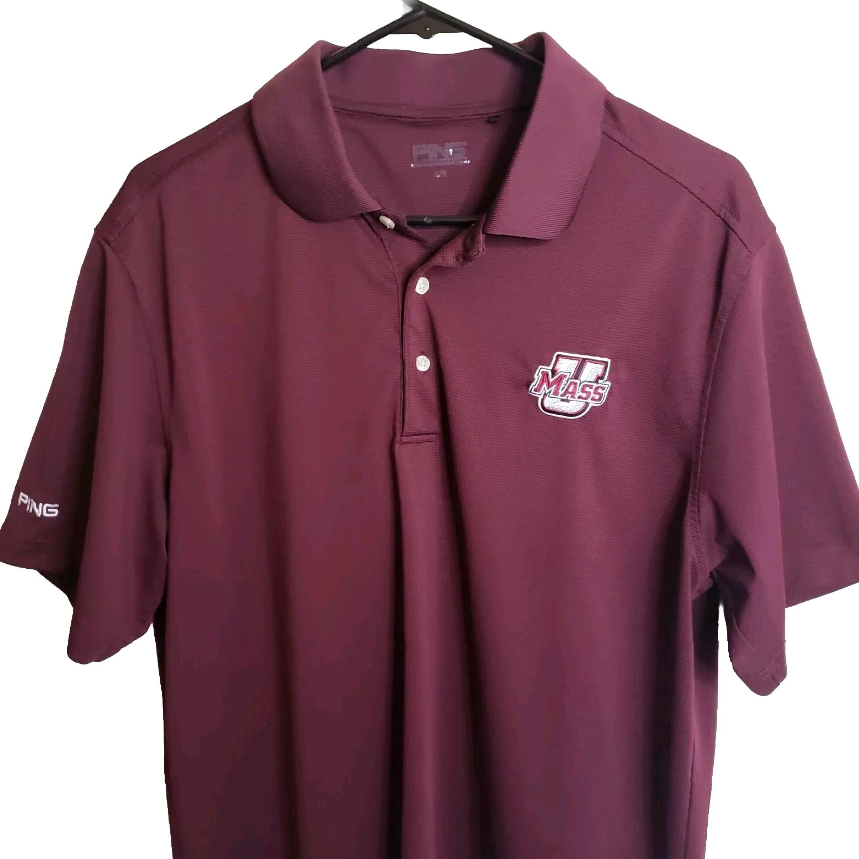 Vintage Ping Sensor Cool Polo Shirt L Men’s Garnet Maroon U MASS Logo On Chest Short Sleeve Golf Shirt Size US L / EU 52-54 / 3 - 2 Thumbnail