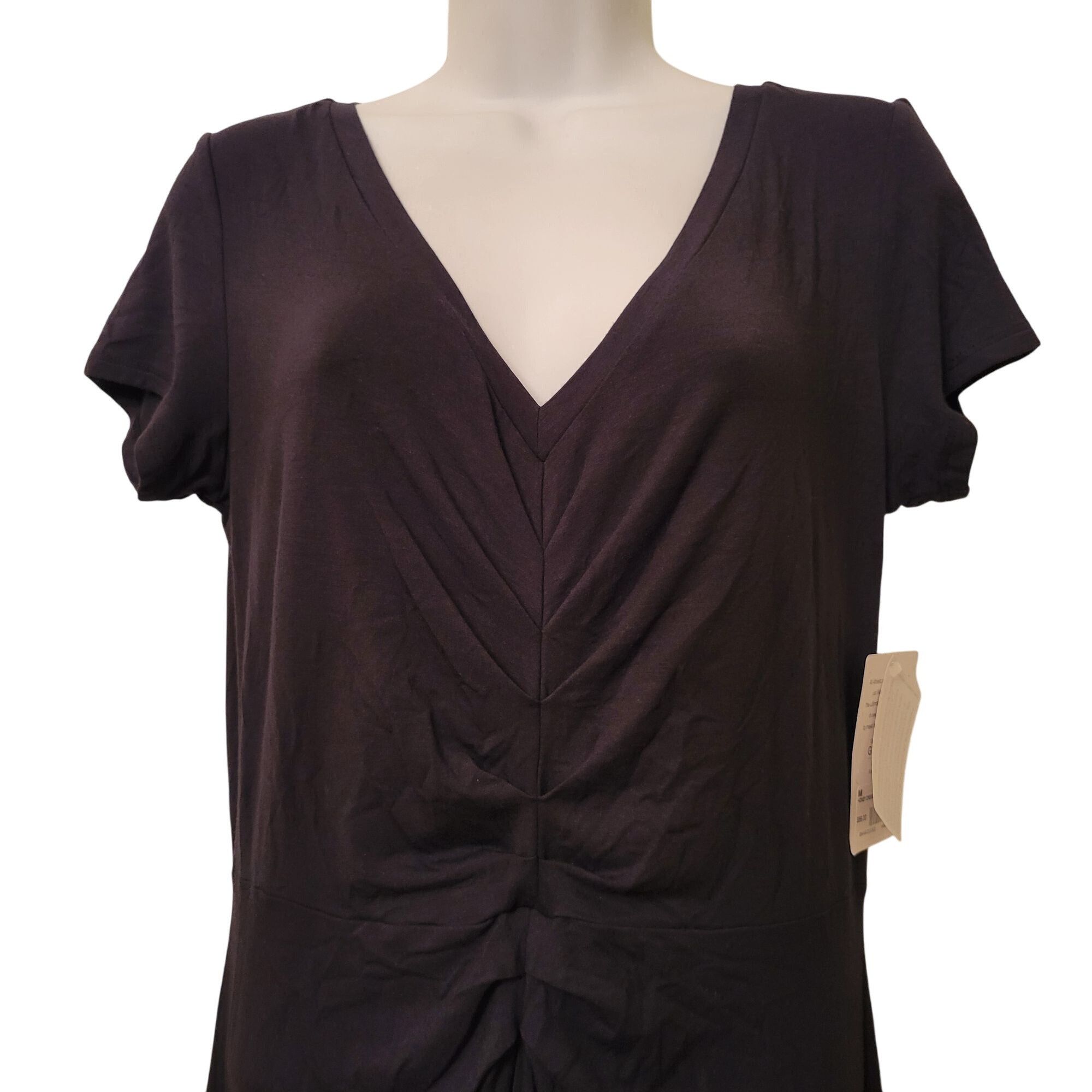 Athleta Athleta Black V Neck Ruched Modal Blend Dress M HONEY Athlei Size M / US 6-8 / IT 42-44 - 2 Thumbnail