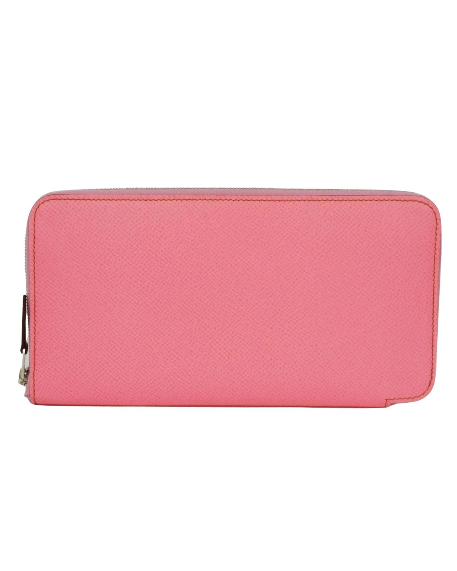 image of Hermes Elegant Leather Long Wallet With Bifold Structure in Pink, Women's
