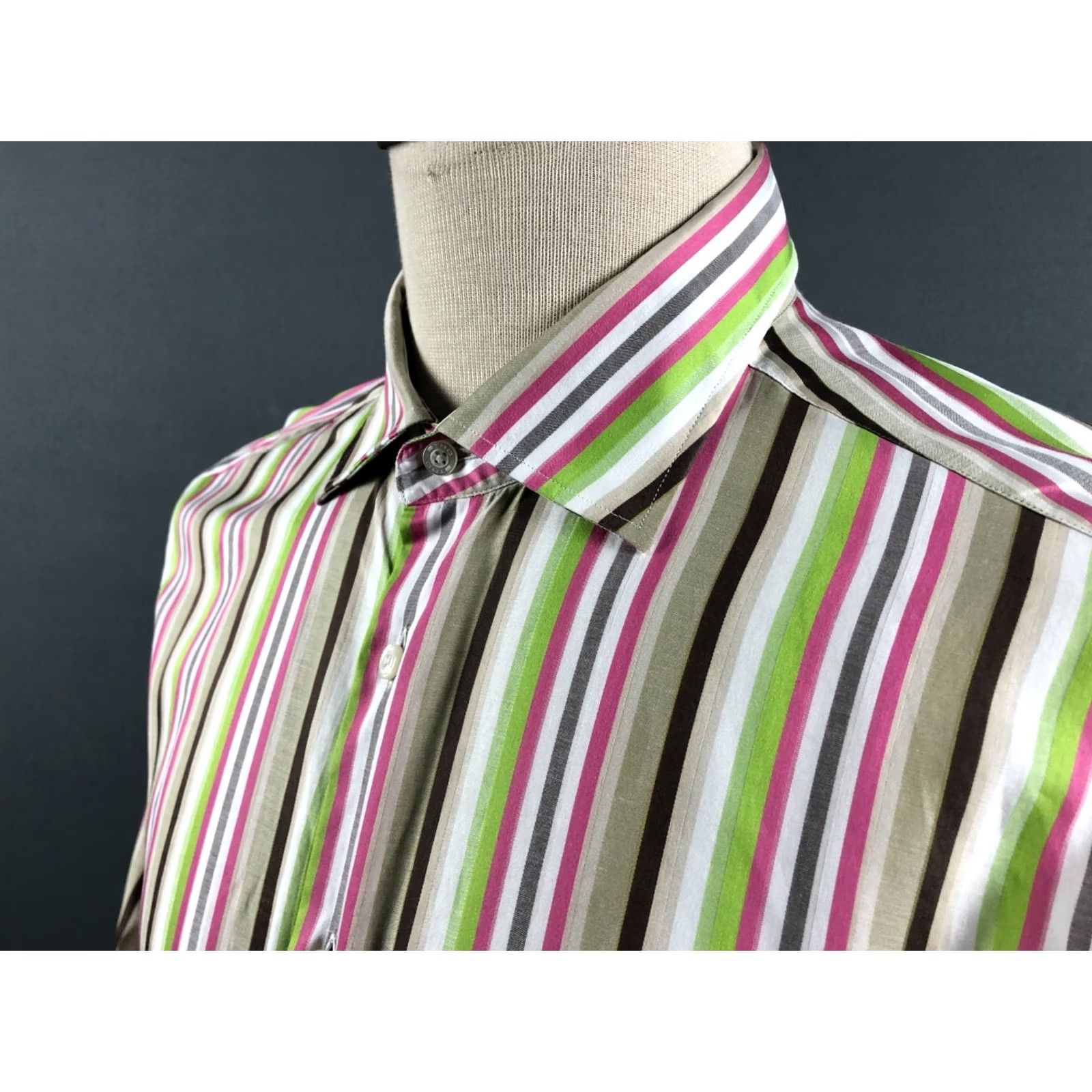 Etro ETRO Mens Shirt Size 44 Multicolor Cotton Striped - US BUYER NOTE Size US XXL / EU 58 / 5 - 6 Thumbnail