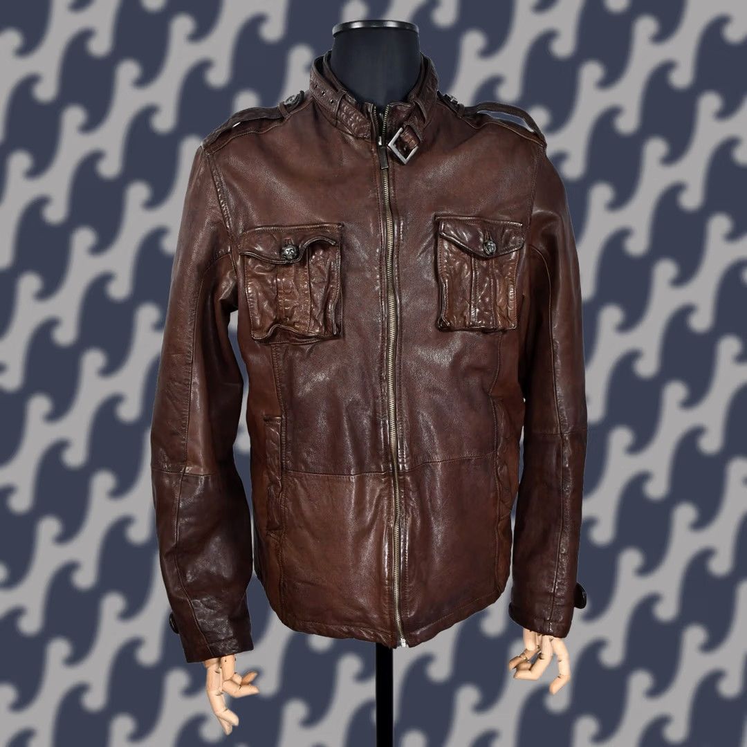 Vintage MATINIQUE Wesley Jacket Men XL Biker Leather Brown 100% Leather Vintage No? Size US XL / EU 56 / 4 - 1 Thumbnail