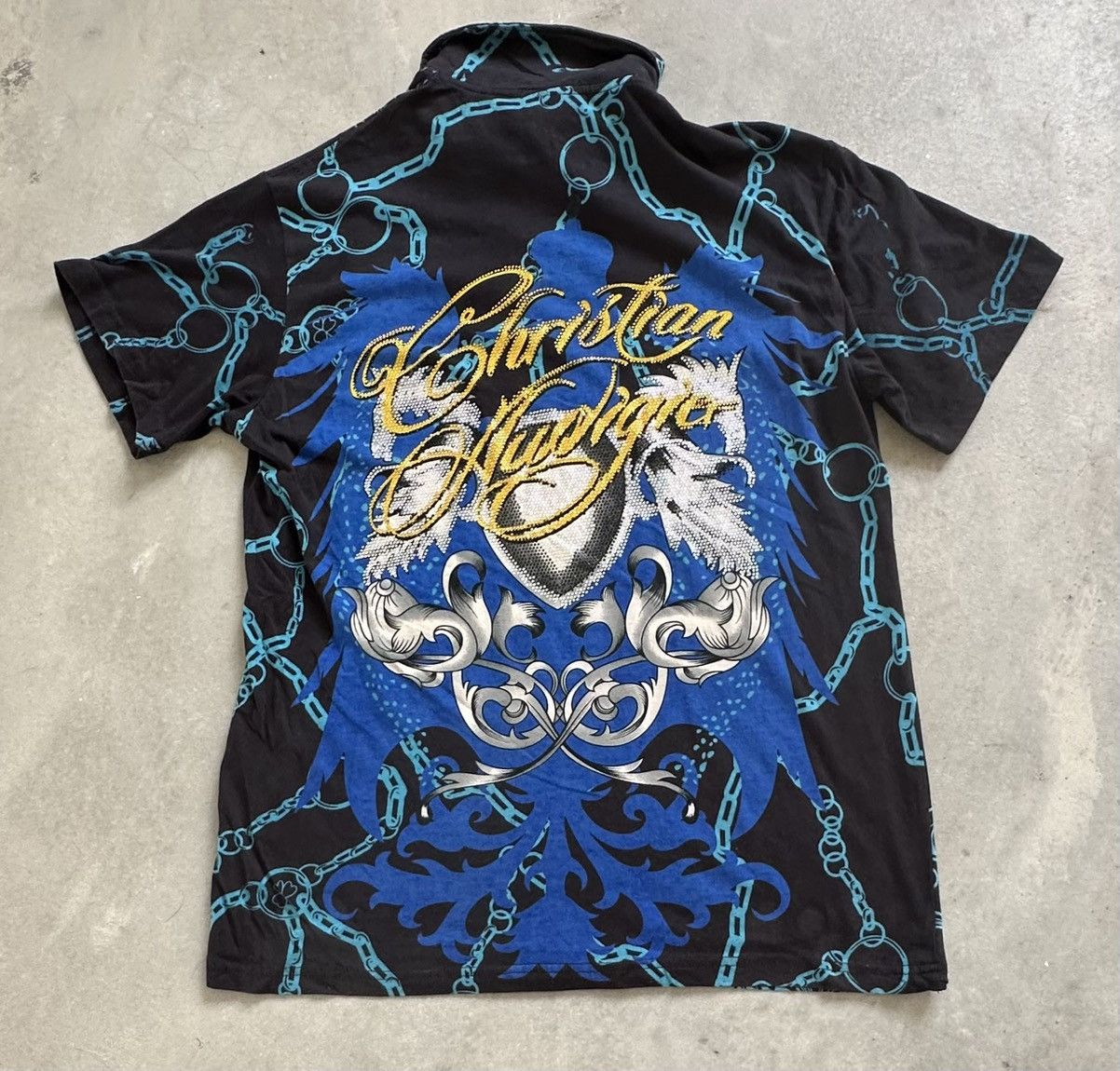 Christian Audigier × Vintage CHRISTIAN AUDIGIER FULLPRINT SHIRT Size US M / EU 48-50 / 2 - 6 Thumbnail