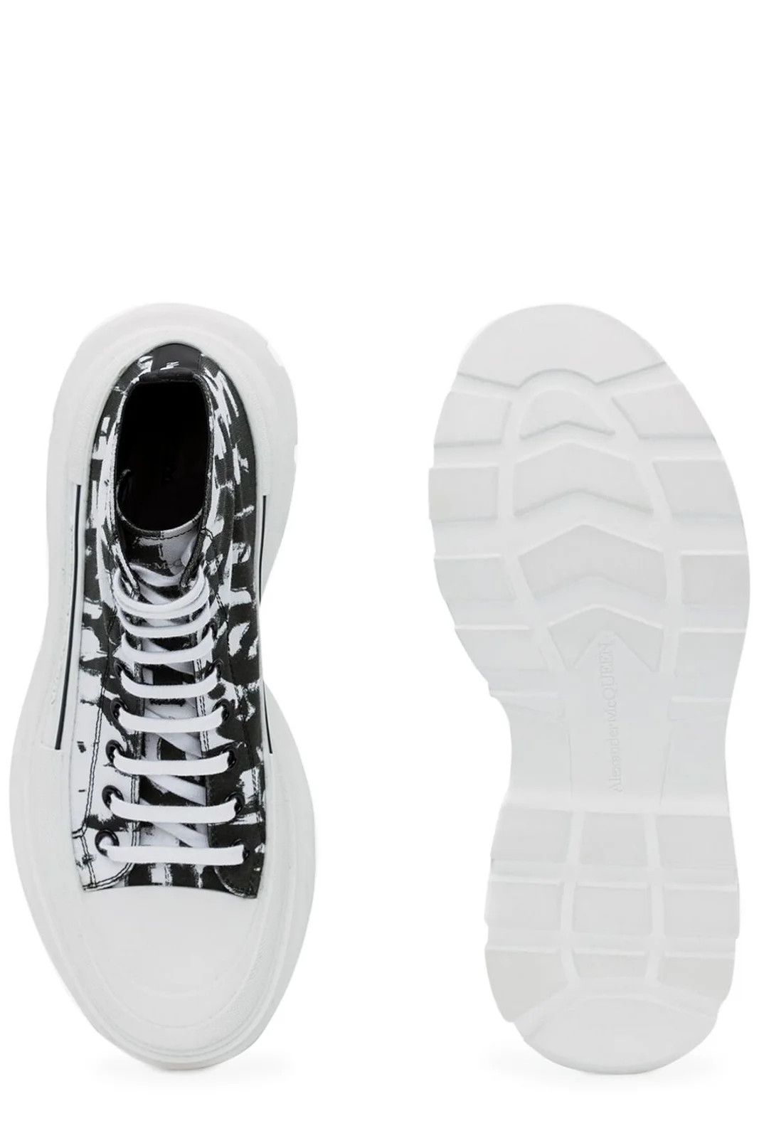 Alexander McQueen o1y1024 Hi-Top Sneakers in White & Black Size US 6 / EU 39 - 4 Thumbnail