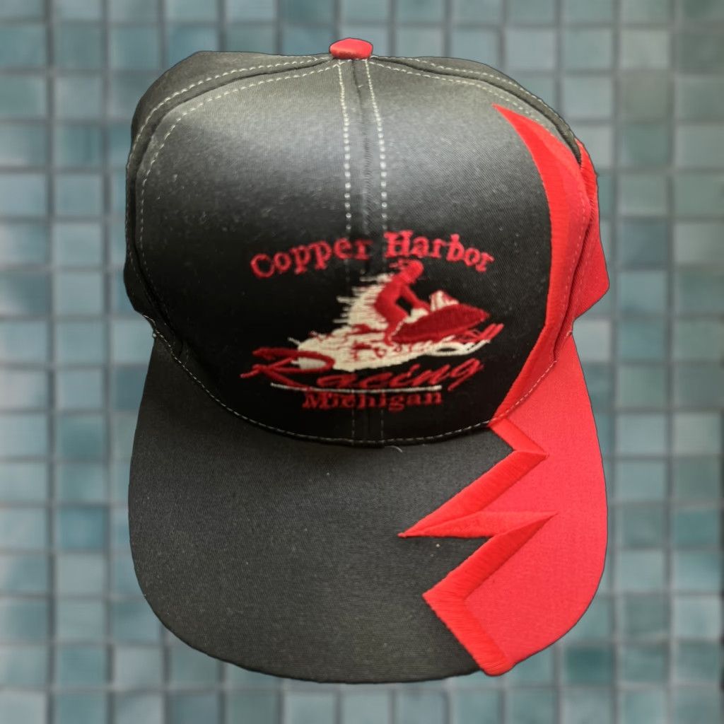 Vintage Nisssun Copper Harbor Snowmobile Racing Baseball Cap Adjustable Black Men's Hat Size ONE SIZE - 1 Thumbnail