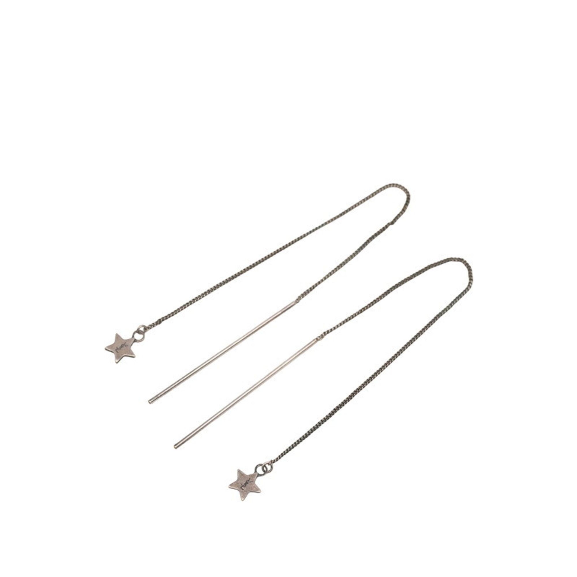 Yves Saint Laurent Yves Saint Laurent Saint Laurent Star Motif Earrings, Silver Metal, Women's Size ONE SIZE - 1 Thumbnail