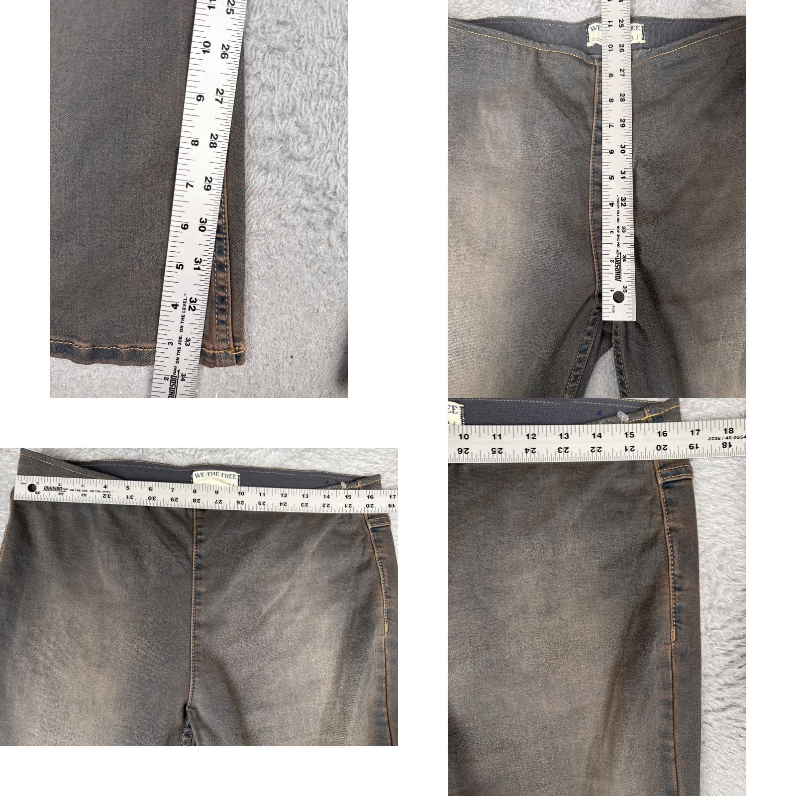 Vintage We The Free Flare Jeans Womens 31 Gray Charcoal Wash Mid Rise Pull On 31x34 Size 24" / US 00 / IT 34 - 8 Thumbnail