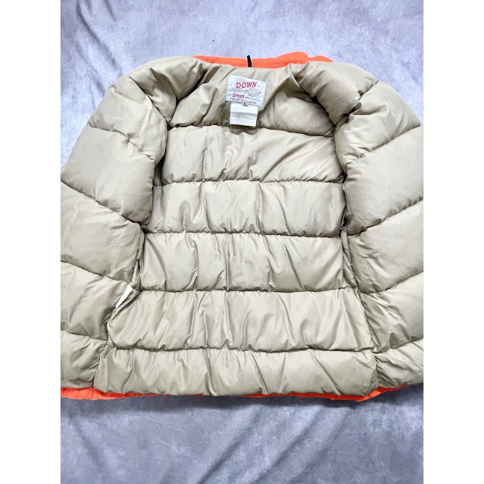 Vtg 70s Schott NYC Down Et Plume Puffer Jacket Orange Goose
