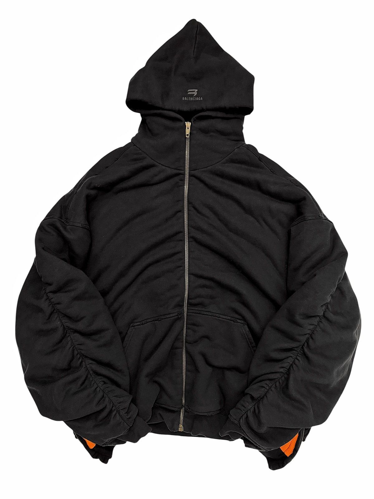Balenciaga Heavy Cotton Fleece Hooded Bomber Jacket Zip Size US XXL / EU 58 / 5 - 1 Thumbnail