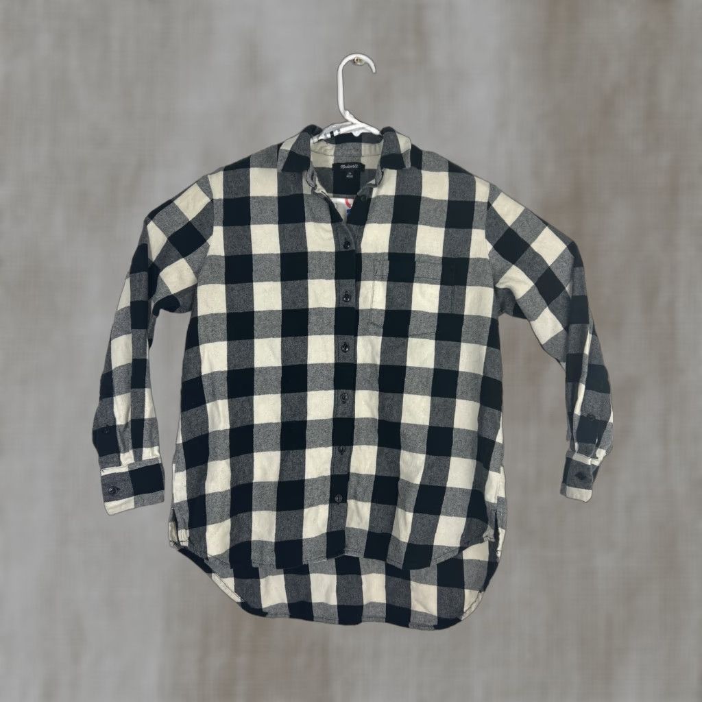 Madewell Madewell Womens XS Button-Up Shirt Plaid Black White Lightweight Flannel Shirt XS Womens Multicolor Size XS / US 0-2 / IT 36-38 - 1 Thumbnail